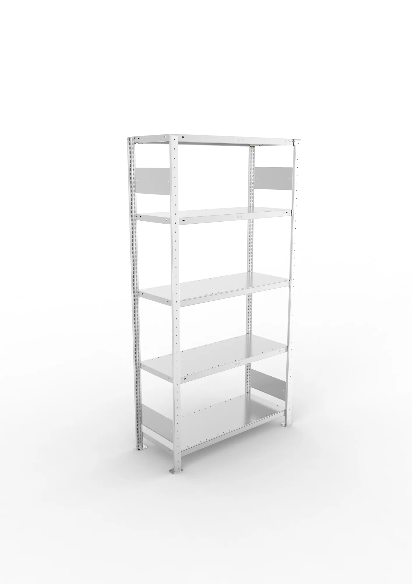 META CLIP S3, Fachbodenregal, Grundregal, 2000 x 1000 x 400 mm, Fachlast 150 kg, 5 Ebenen, Längsriegel, verzinkt – Ansicht von oben