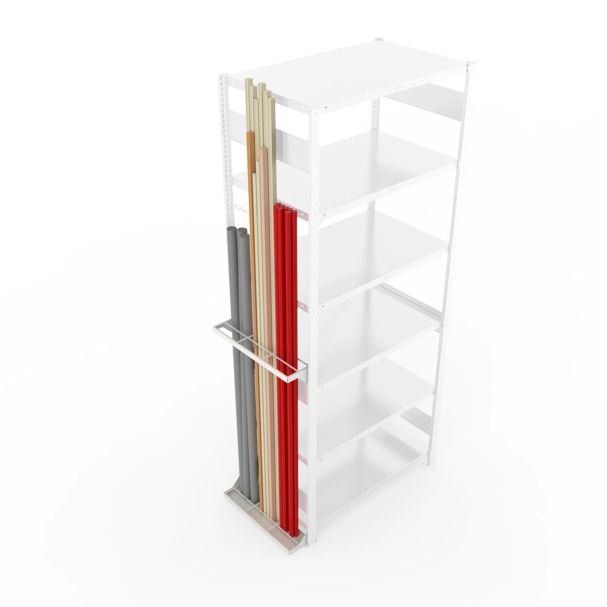 META CLIP, Gewindestangenhalter 600 mm, RAL 7035 – im eingebauten Zustand
