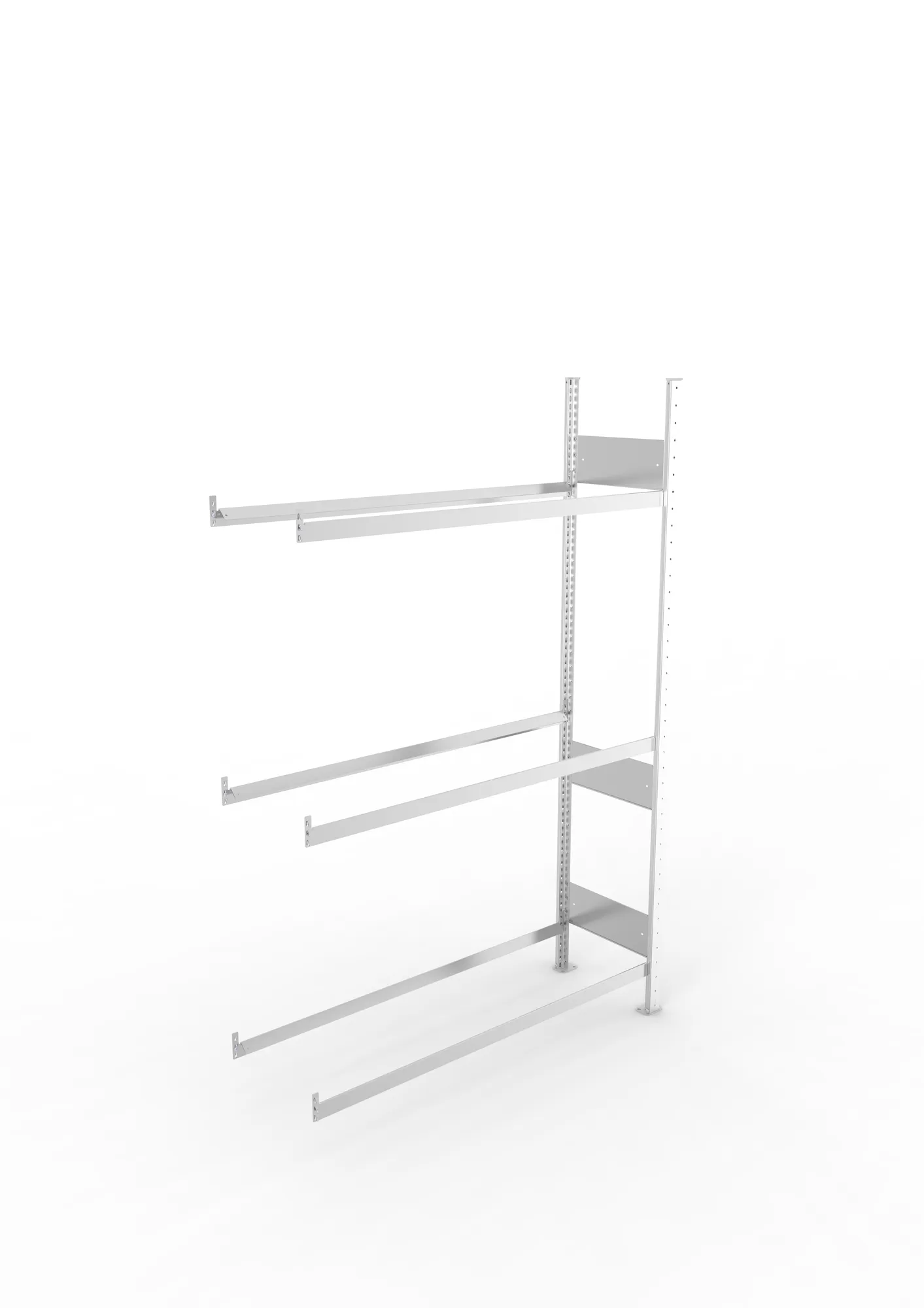 META CLIP S3, Reifenregal, Anbauregal, 2000 x 1300 x 400 mm, Fachlast 150 kg, 3 Ebenen, verzinkt – Ansicht von oben