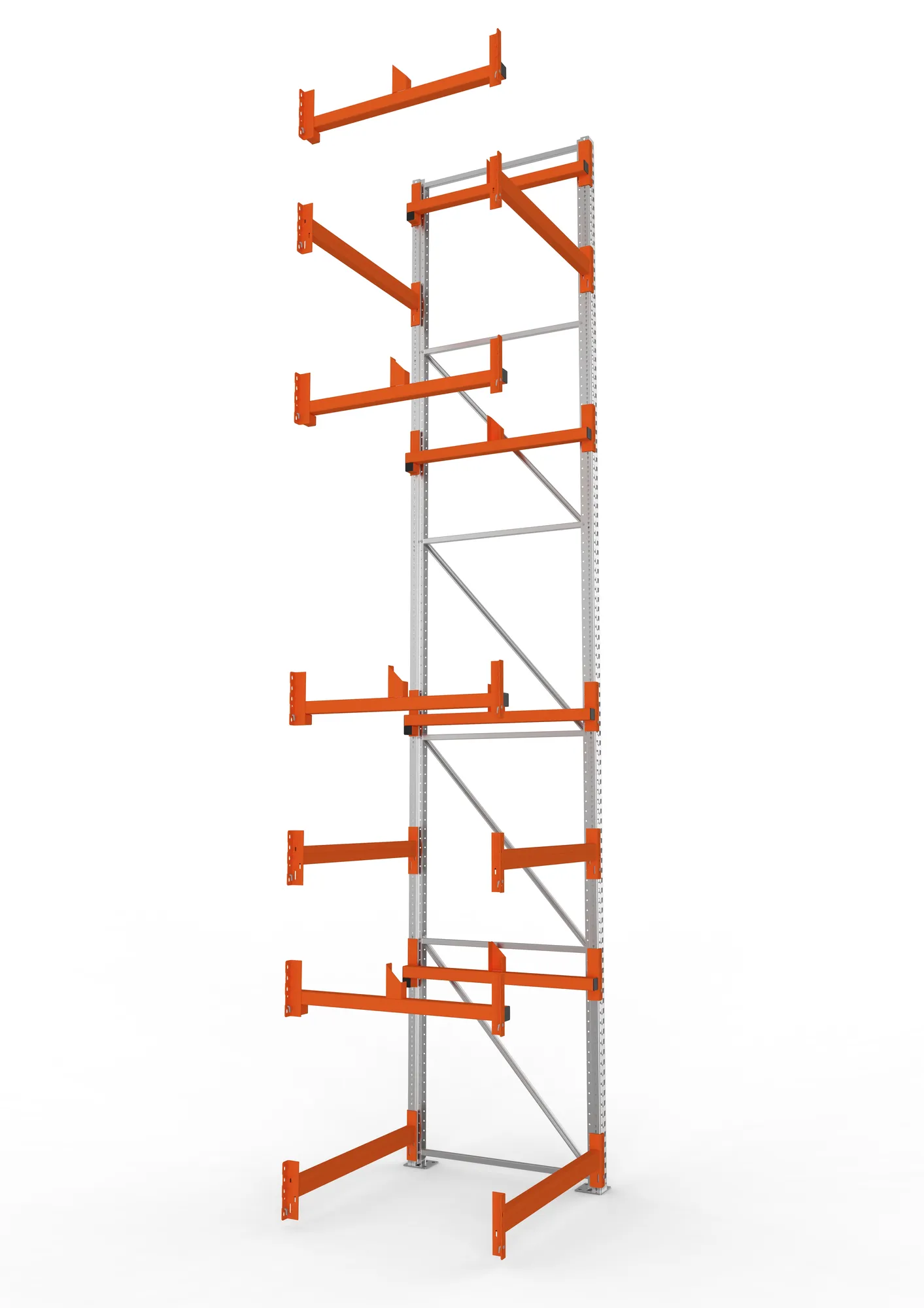 META MULTIPAL, Kabeltrommelregal, Anbauregal, 5500 x 1100 x 1100 mm, Feldlast 5500 kg, 2 Ebenen, Typ 1, verzinkt – Seitenansicht