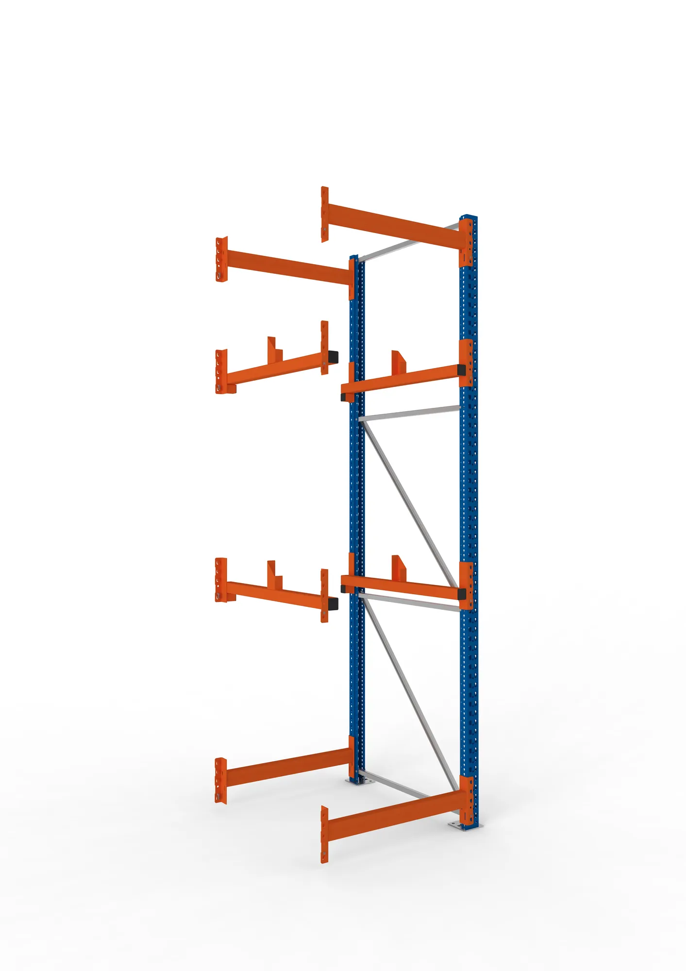 META MULTIPAL, Kabeltrommelregal, Anbauregal, 3300 x 900 x 1100 mm, Feldlast 4000 kg, 2 Ebenen, Typ 1, RAL 5010 – Ansicht in Blickhöhe