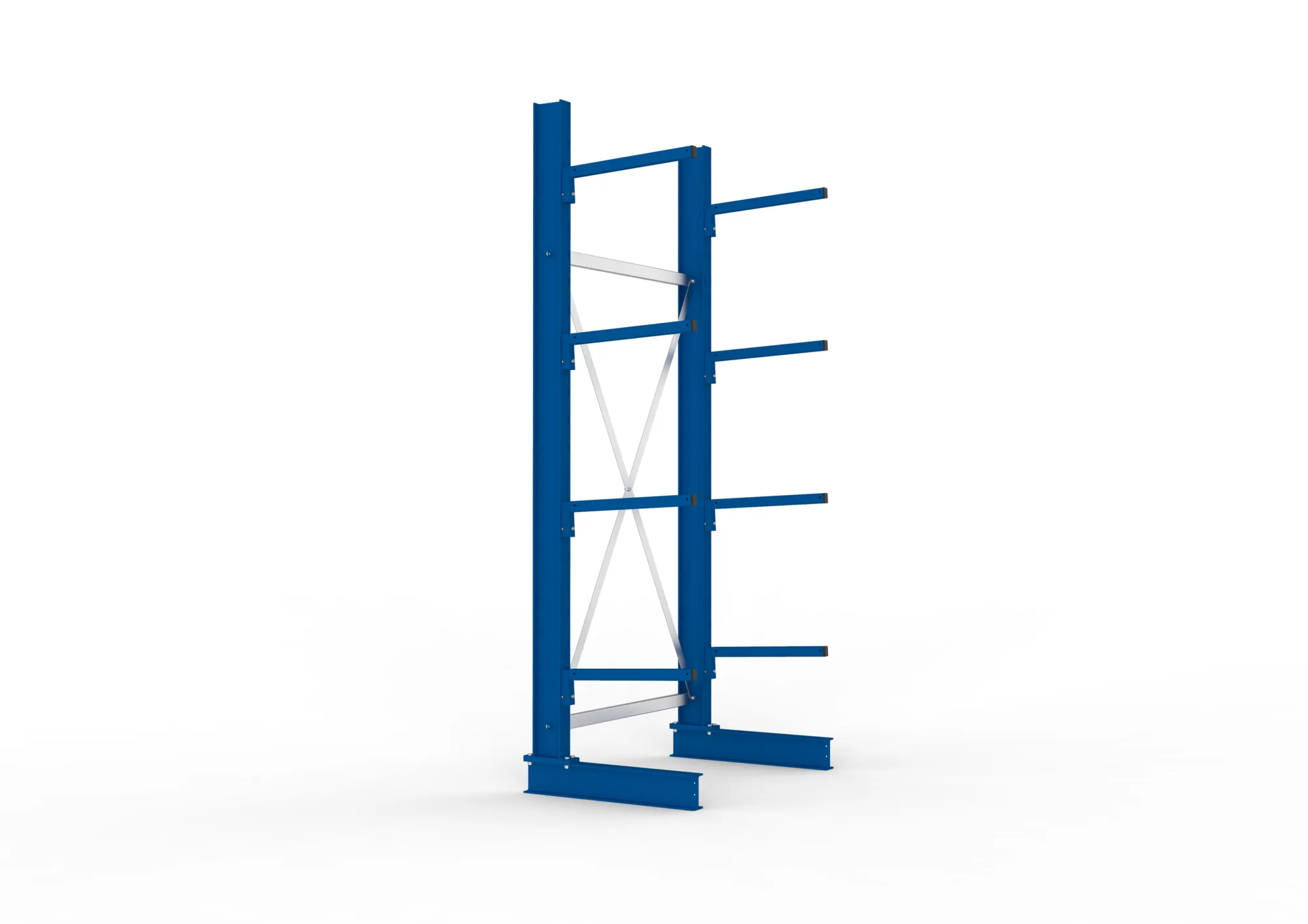 META MULTISTRONG L, Kragarmregal, Grundregal, 2500 x 1000 x 500 mm, Armlast 175 kg, einseitig, 4+1 Ebenen – Seitenansicht