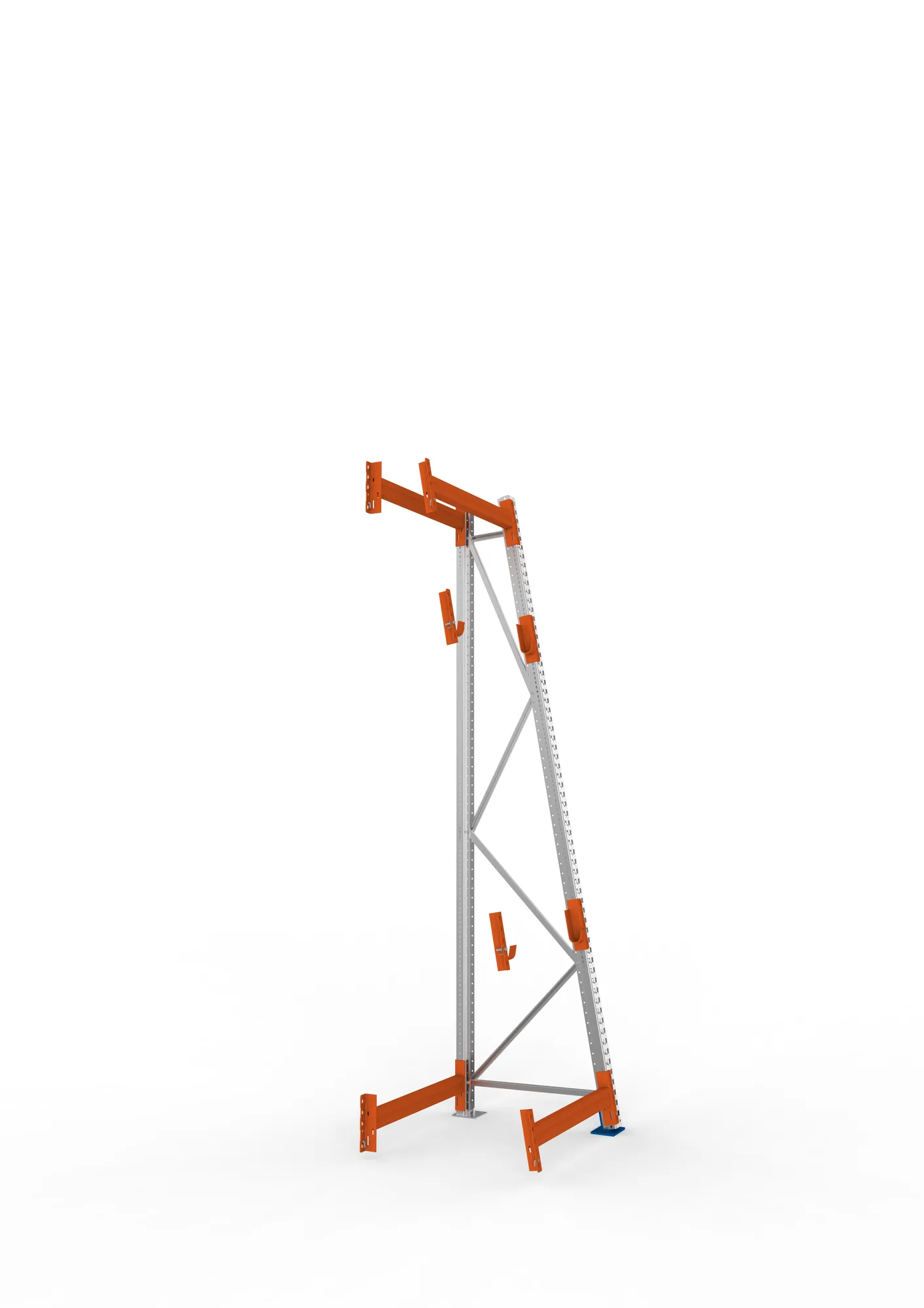 META MULTIPAL, Kabeltrommelregal, Anbauregal, 3300 x 900 x 900 mm, Feldlast 1500 kg, 2 Ebenen, Typ 3/A-Ständer, verzinkt – Seitenansicht