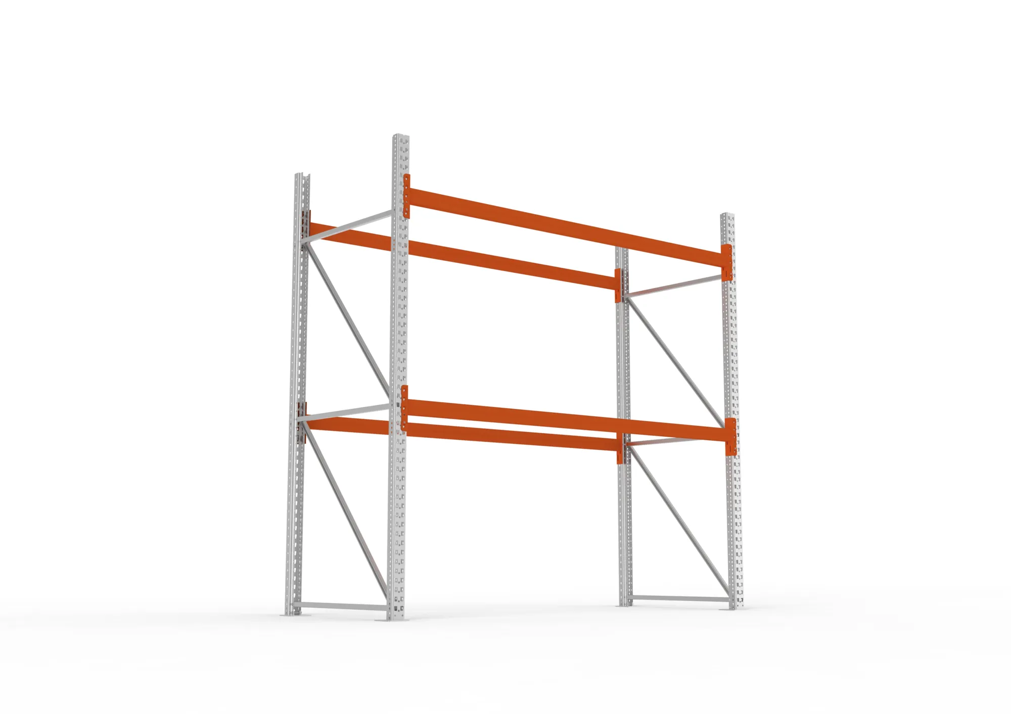 META MULTIPAL, Palettenregal, Grundregal, 2700 x 2700 x 1100 mm, Fachlast 490 kg, 3 Ebenen, 9 Paletten, verzinkt – Ansicht von unten