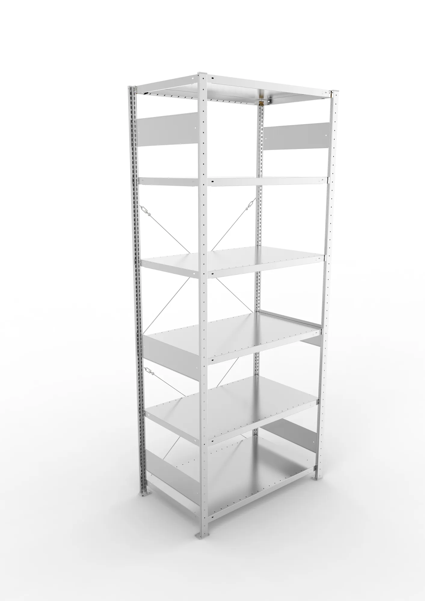 META CLIP S3, Fachbodenregal, Grundregal, 2500 x 1000 x 600 mm, Fachlast 230 kg, 6 Ebenen, verzinkt – Ansicht von oben