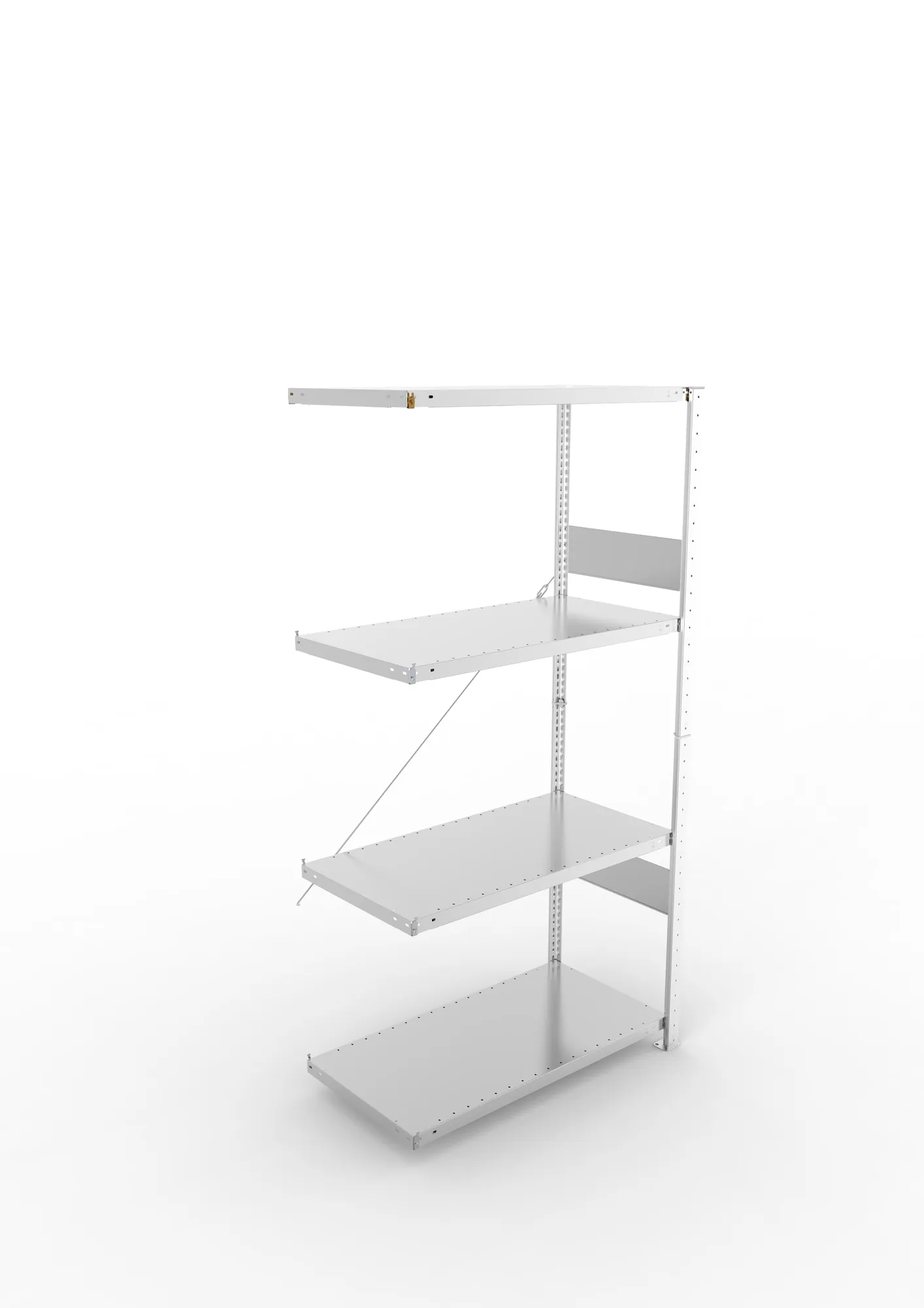 META CLIP SPLIT, Fachbodenregal, Anbauregal, 2000 x 1000 x 500 mm, Fachlast 230 kg, 4 Ebenen, verzinkt – Ansicht von oben