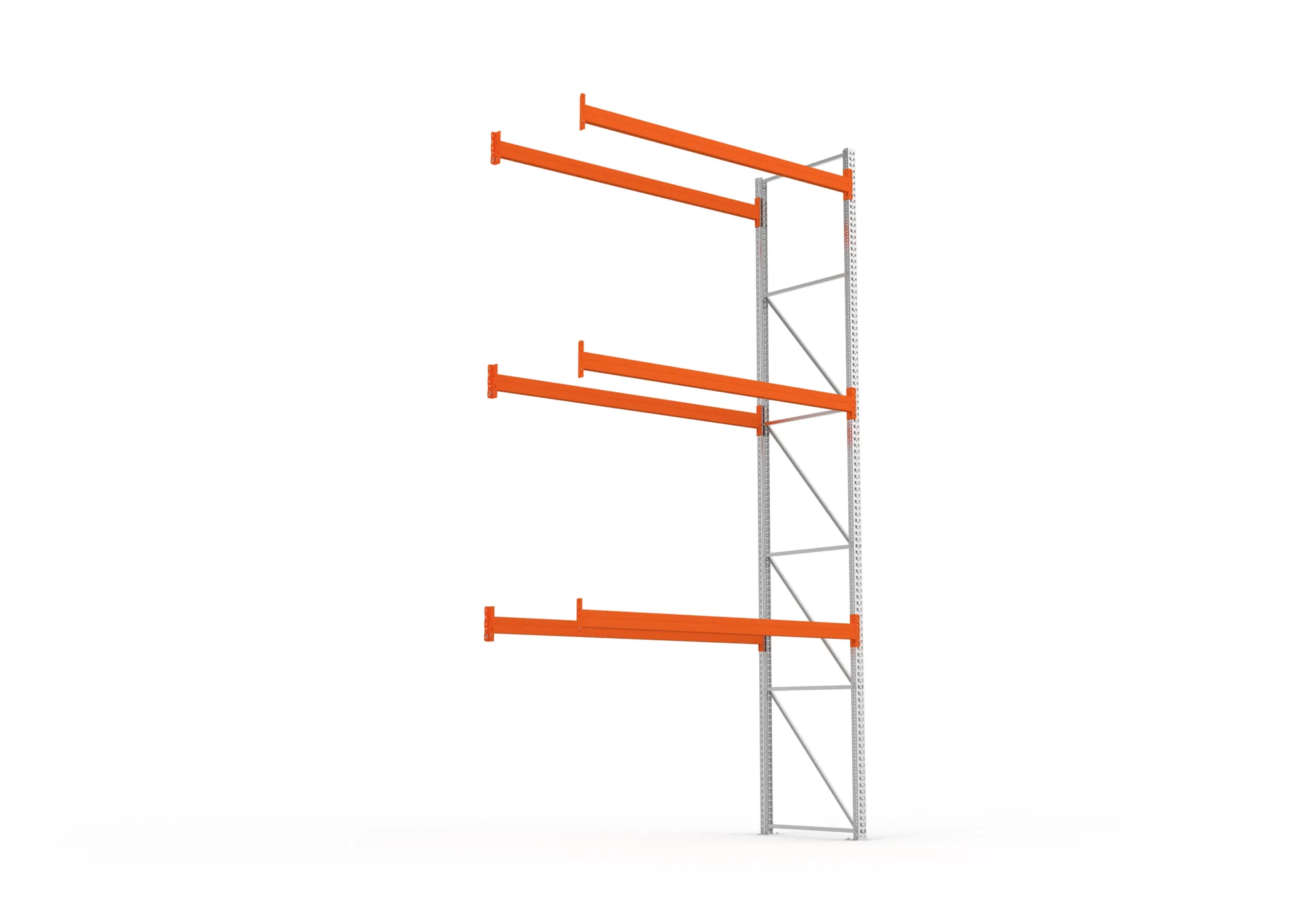 META MULTIPAL, Palettenregal, Anbauregal, 5500 x 2700 x 1100 mm, Fachlast 900 kg, 4 Ebenen, 12 Paletten, verzinkt – Ansicht von unten