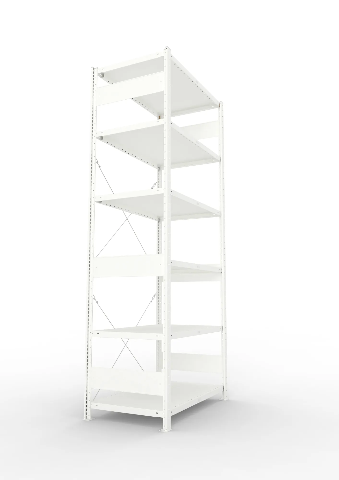 META CLIP, Fachbodenregal, Grundregal, 2500 x 1000 x 600 mm, Fachlast 230 kg, 6 Ebenen, RAL 7035 – Seitenansicht
