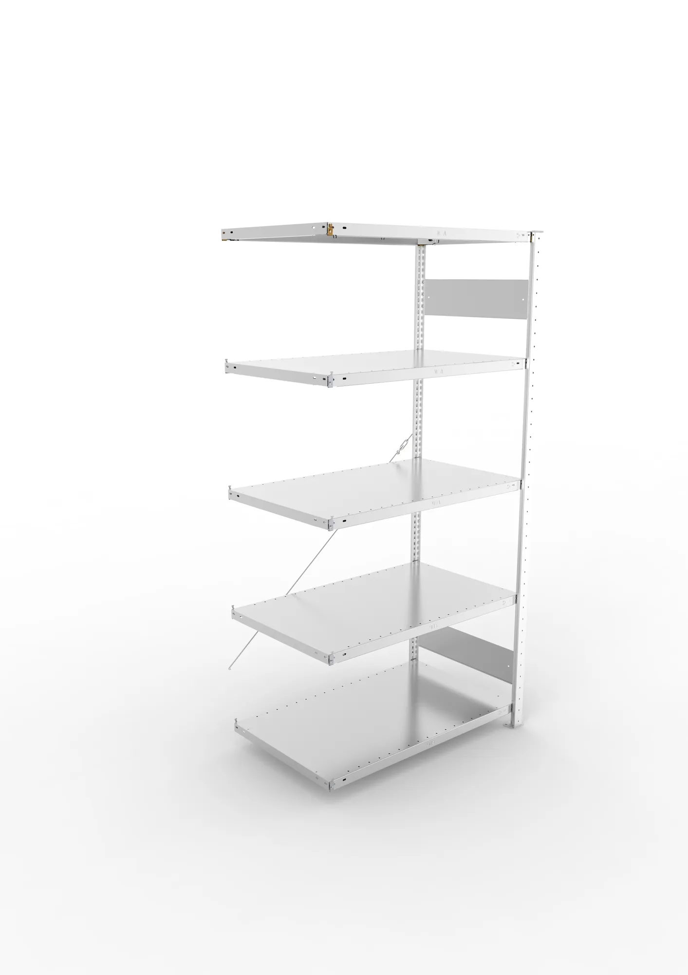 META CLIP S3, Fachbodenregal, Anbauregal, 2000 x 1000 x 600 mm, Fachlast 150 kg, 5 Ebenen, verzinkt – Ansicht von oben