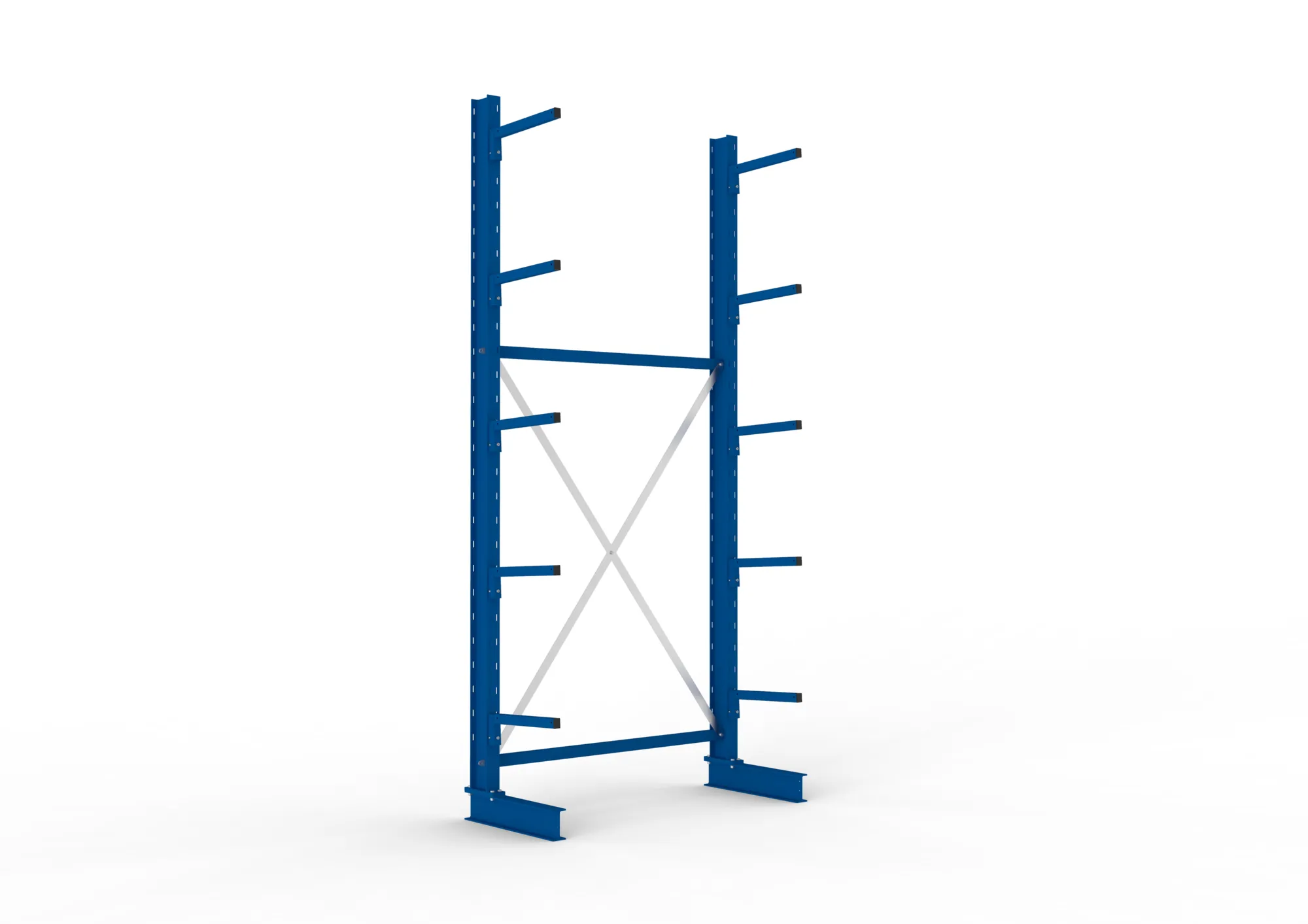 META MULTISTRONG L, Kragarmregal, Grundregal, 3000 x 1300 x 400 mm, Armlast 220 kg, einseitig, 5+1 Ebenen – Ansicht in Blickhöhe