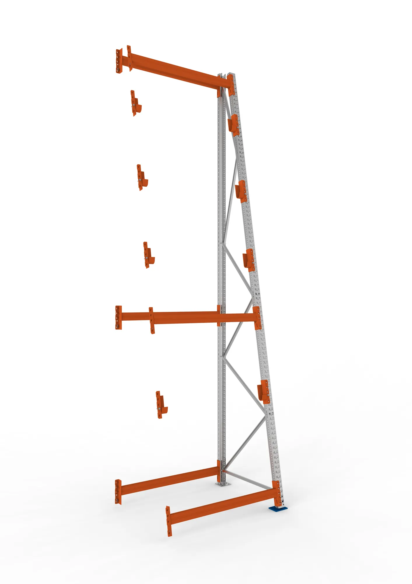 META MULTIPAL, Kabeltrommelregal, Anbauregal, 4900 x 1300 x 1100 mm, Feldlast 3000 kg, 4 Ebenen, Typ 3/A-Ständer, verzinkt – Ansicht in Blickhöhe