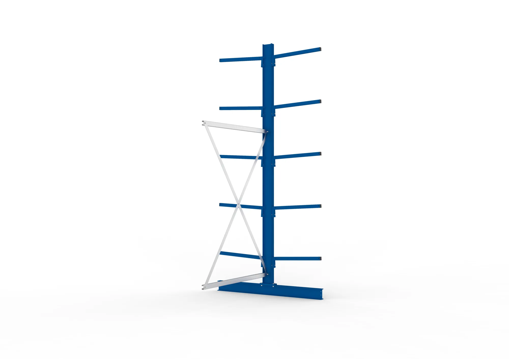 META MULTISTRONG L, Kragarmregal, Anbauregal, 3000 x 1300 x 600 mm, Armlast 140 kg, doppelseitig, 5+1 Ebenen – Seitenansicht