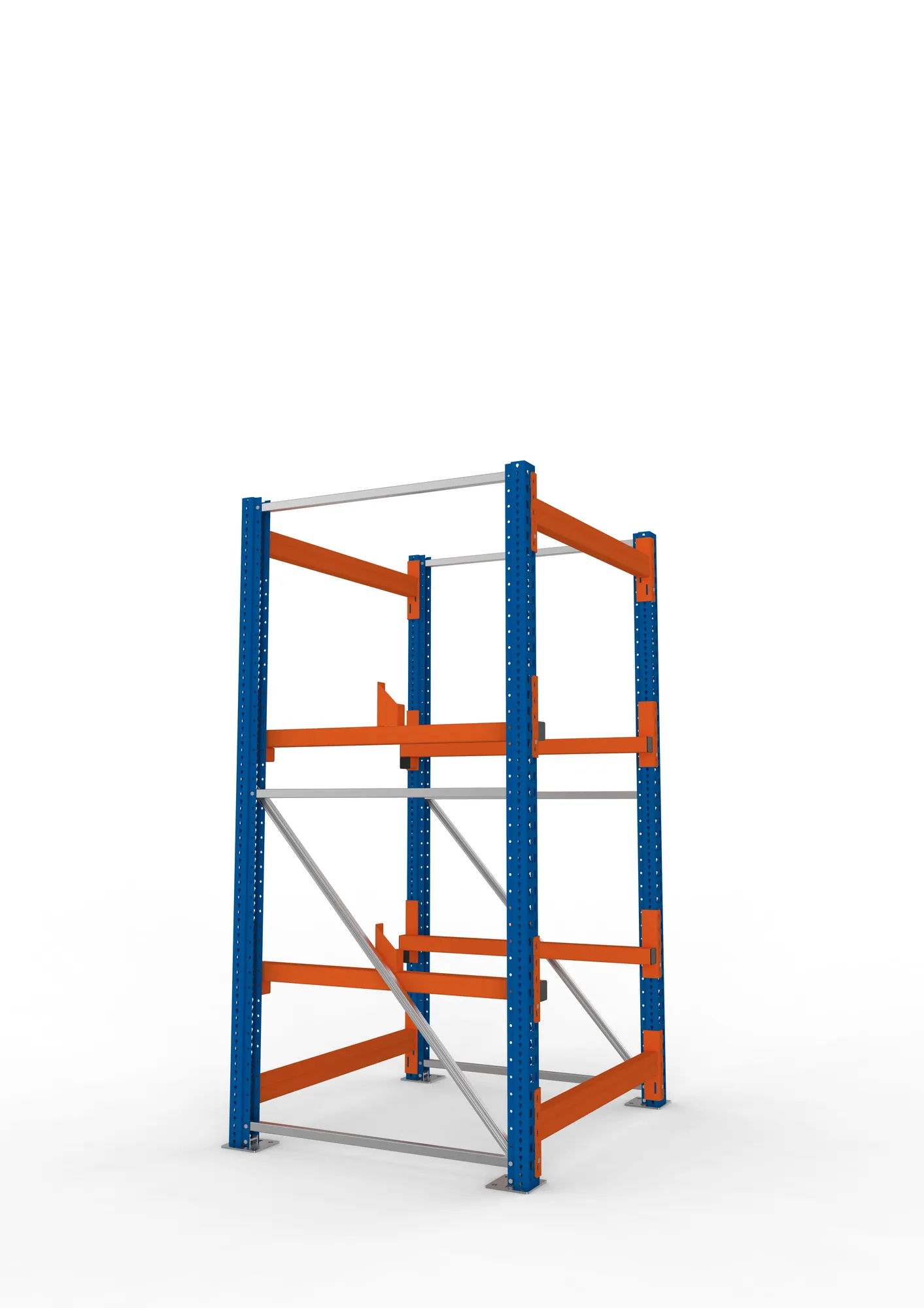 META MULTIPAL, Kabeltrommelregal, Grundregal, 2200 x 1100 x 1100 mm, Feldlast 4000 kg, 2 Ebenen, Typ 1, RAL 5010 – Seitenansicht