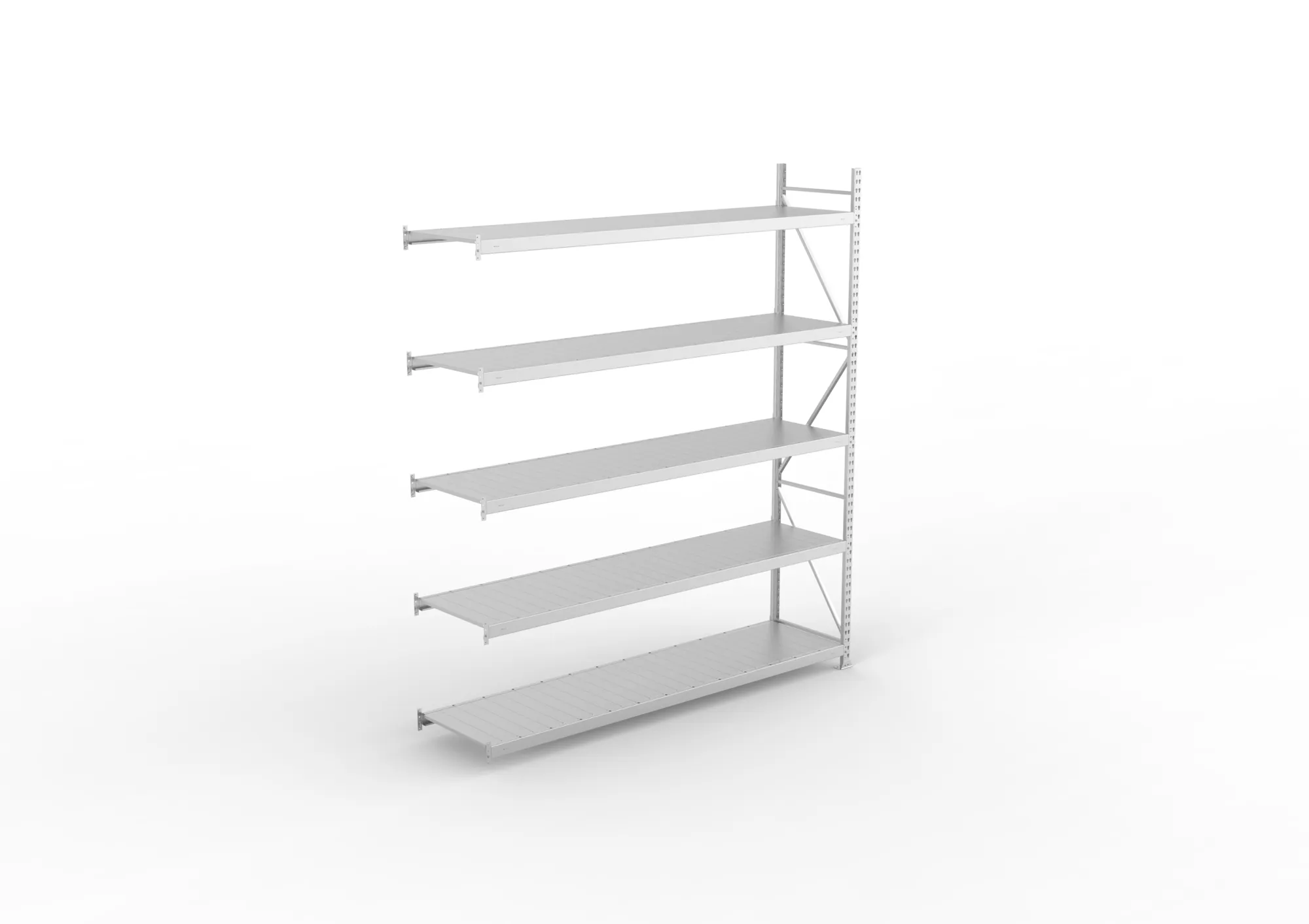 META MINI-RACK, Weitspannregal, Anbauregal, 3000 x 2600 x 650 mm, Fachlast 490 kg, Stahlpaneelböden, 5 Ebenen – Ansicht von oben