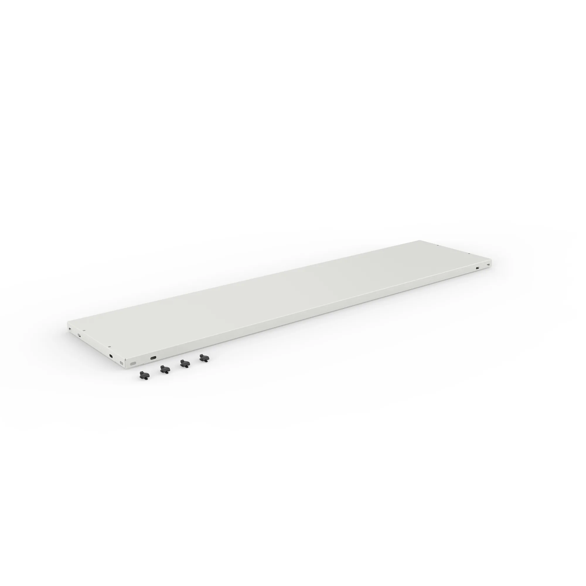 META CLIP COMPACT, Abdeckboden, 1250 x 300 mm, RAL 7035, mit Fachbodenträgern – Ansicht in Blickhöhe