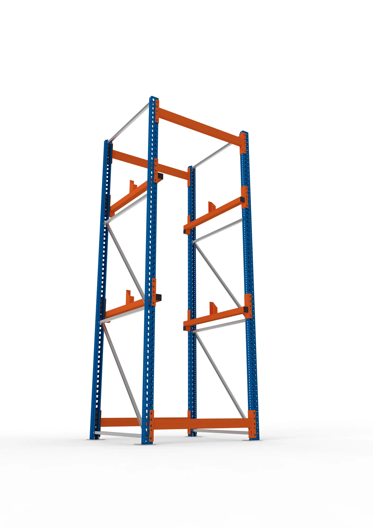 META MULTIPAL, Kabeltrommelregal, Grundregal, 3300 x 1100 x 1100 mm, Feldlast 4000 kg, 2 Ebenen, Typ 1, RAL 5010 – Ansicht von unten