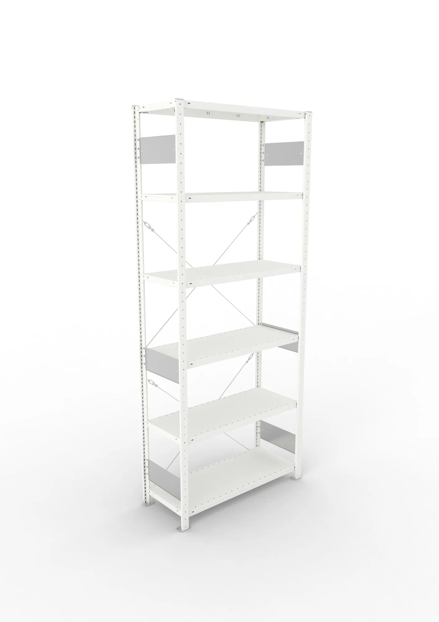 META CLIP S3, Fachbodenregal, Grundregal, 2500 x 1000 x 400 mm, Fachlast 150 kg, 6 Ebenen, RAL 7035 – Ansicht von oben