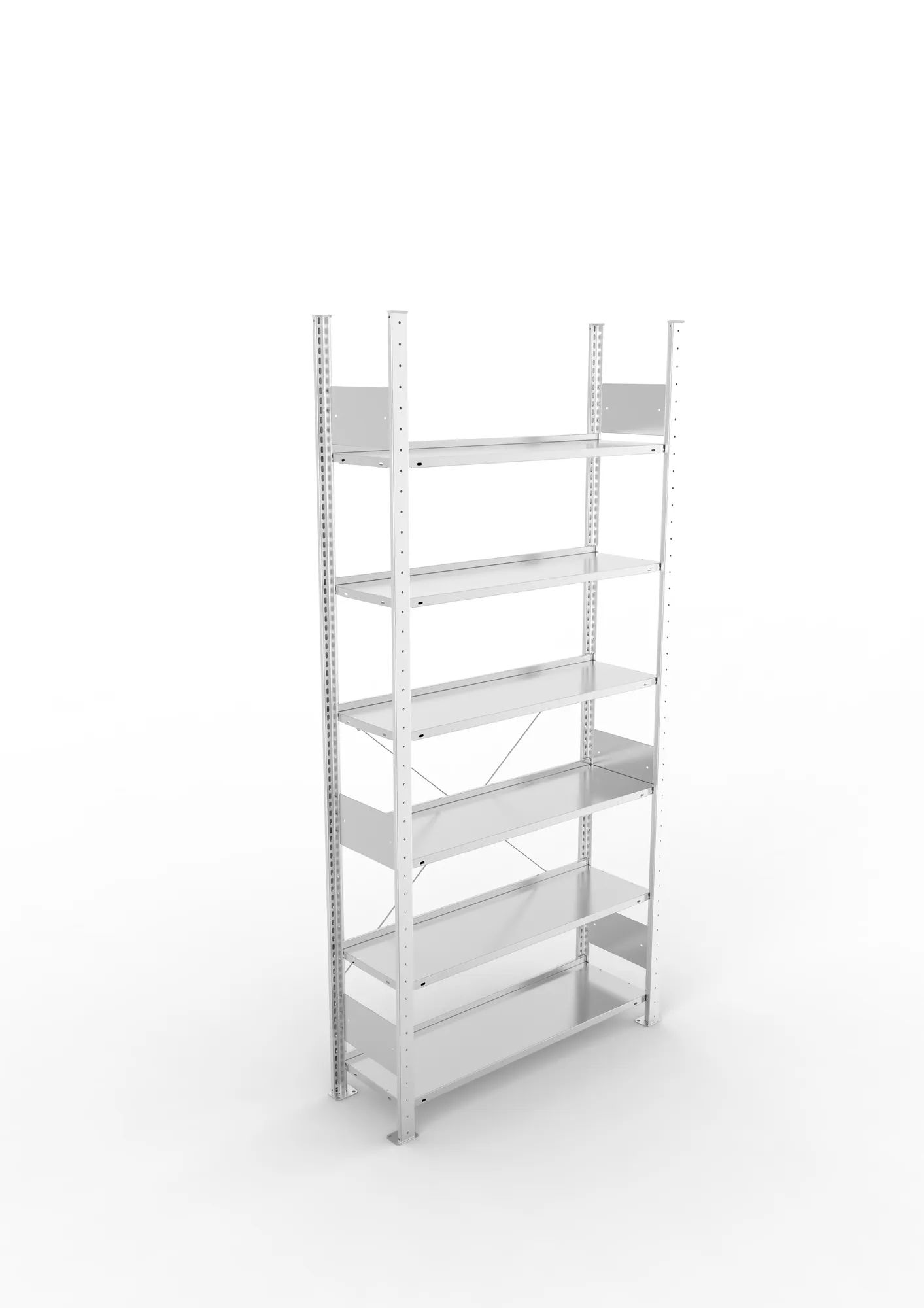 META CLIP COMPACT S3, Büro-Steckregal, Grundregal, 2200 x 1000 x 300 mm, Fachlast 80 kg, 6+0 Ebenen, Endanschlag, verzinkt – Ansicht von oben