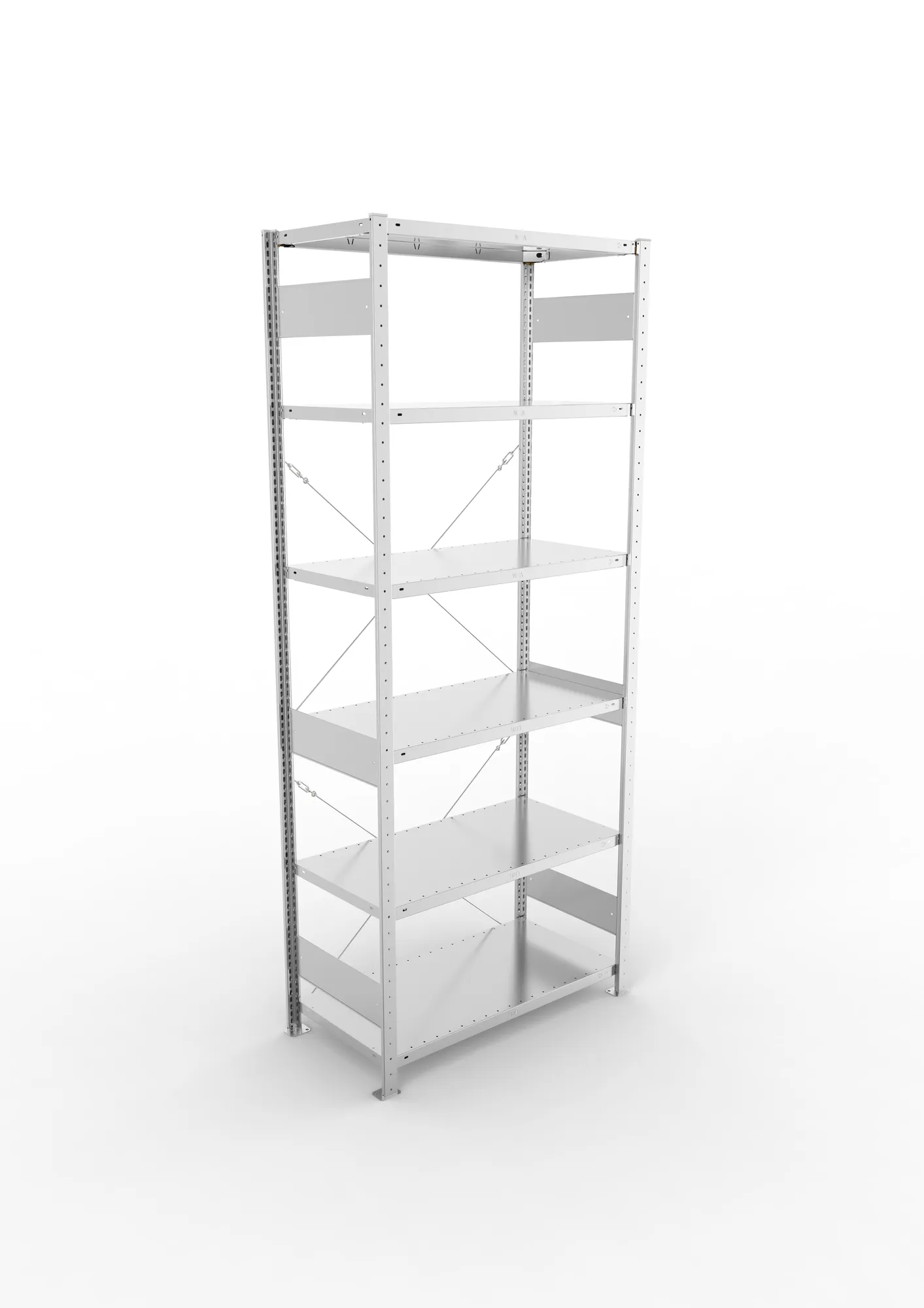 META CLIP, Fachbodenregal, Grundregal, 2500 x 1000 x 500 mm, Fachlast 150 kg, 6 Ebenen, verzinkt – Ansicht von oben