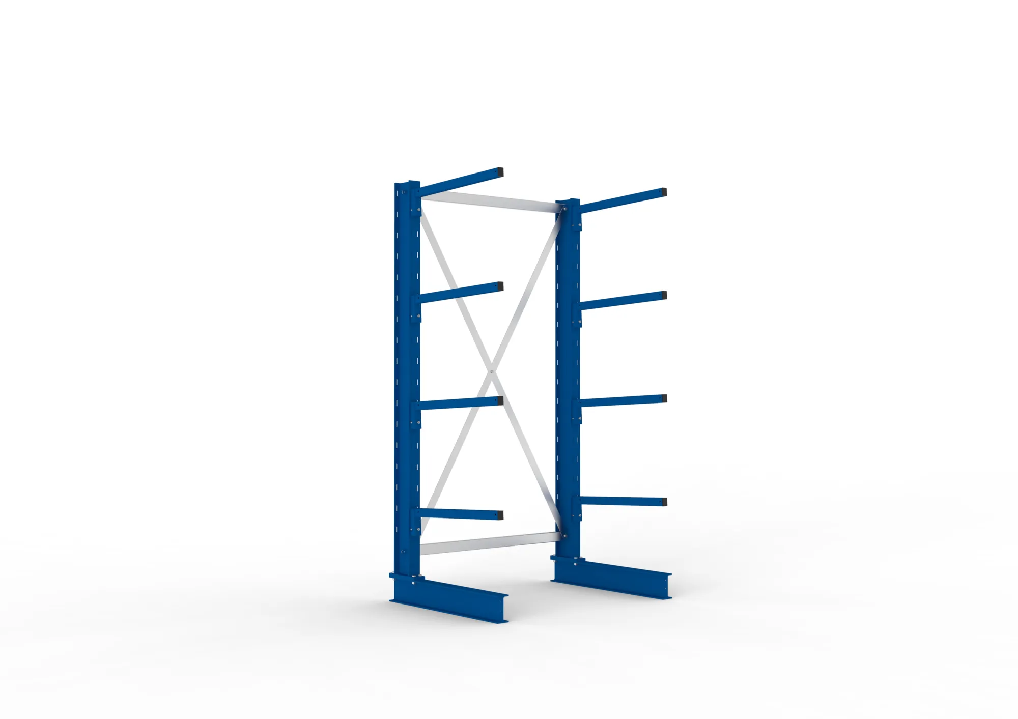 META MULTISTRONG L, Kragarmregal, Grundregal, 2000 x 1000 x 600 mm, Armlast 140 kg, einseitig, 4+1 Ebenen – Ansicht in Blickhöhe