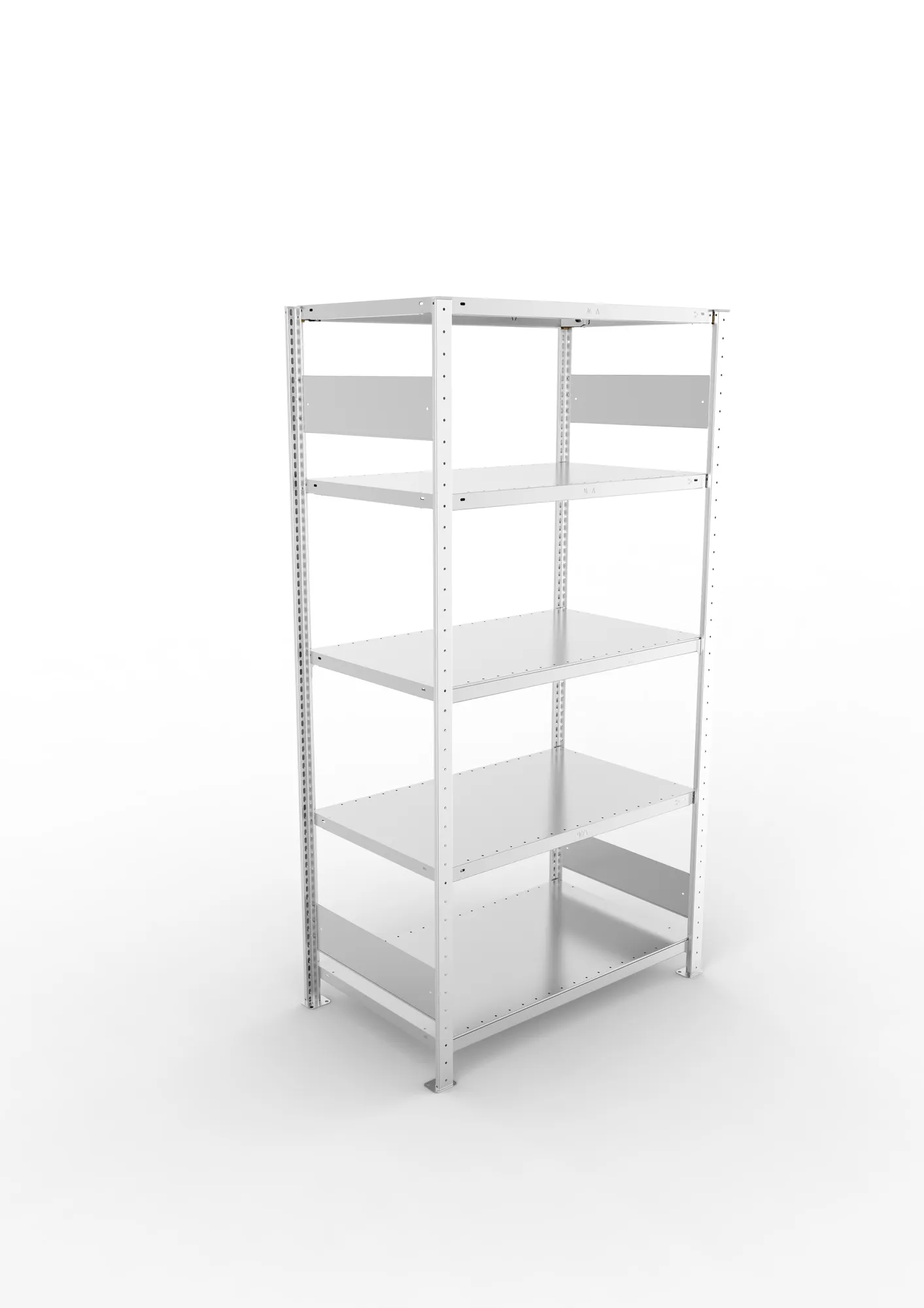 META CLIP S3, Fachbodenregal, Grundregal, 2000 x 1000 x 600 mm, Fachlast 150 kg, 5 Ebenen, Längsriegel, verzinkt – Ansicht von oben