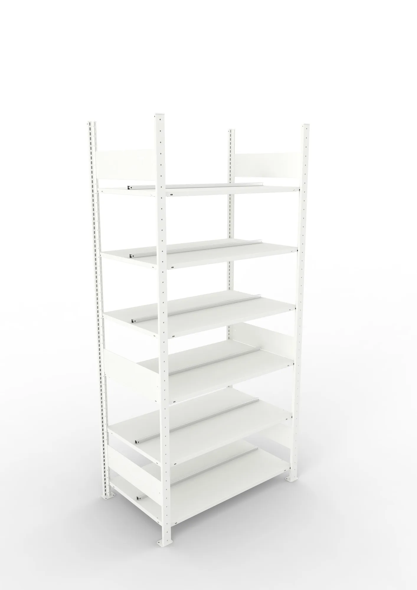 META CLIP COMPACT, Büro-Steckregal, Grundregal, 2200 x 1000 x 600 mm, Fachlast 100 kg, 6+0 Ebenen, RAL 7035 – Ansicht von oben