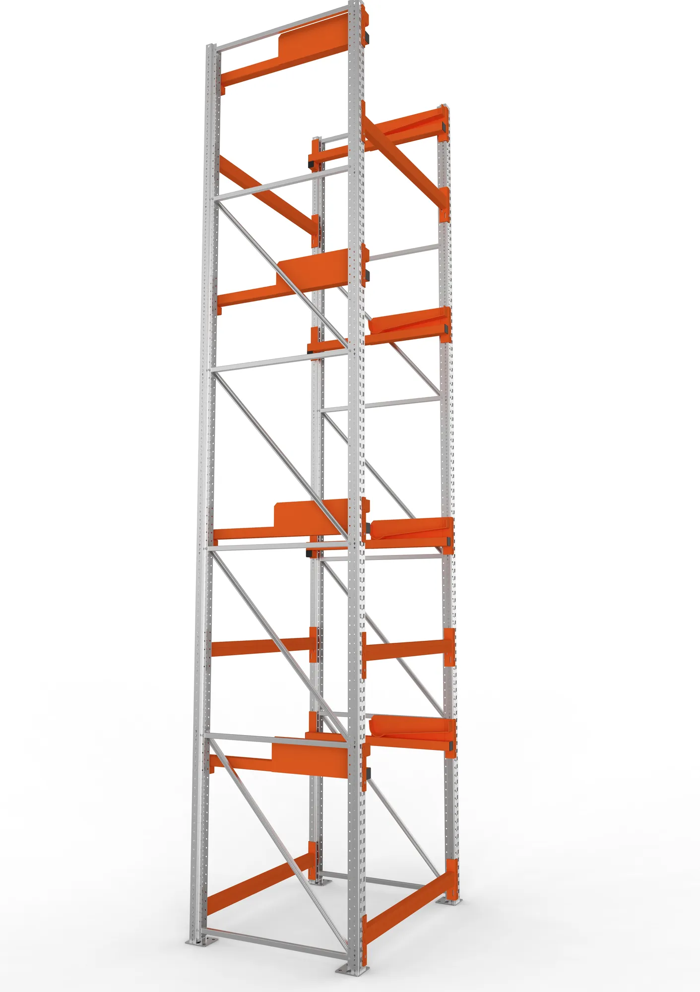 META MULTIPAL, Kabeltrommelregal, Anbauregal, 5500 x 1100 x 1100 mm, Feldlast 5500 kg, 4 Ebenen, Typ 2, verzinkt – Seitenansicht