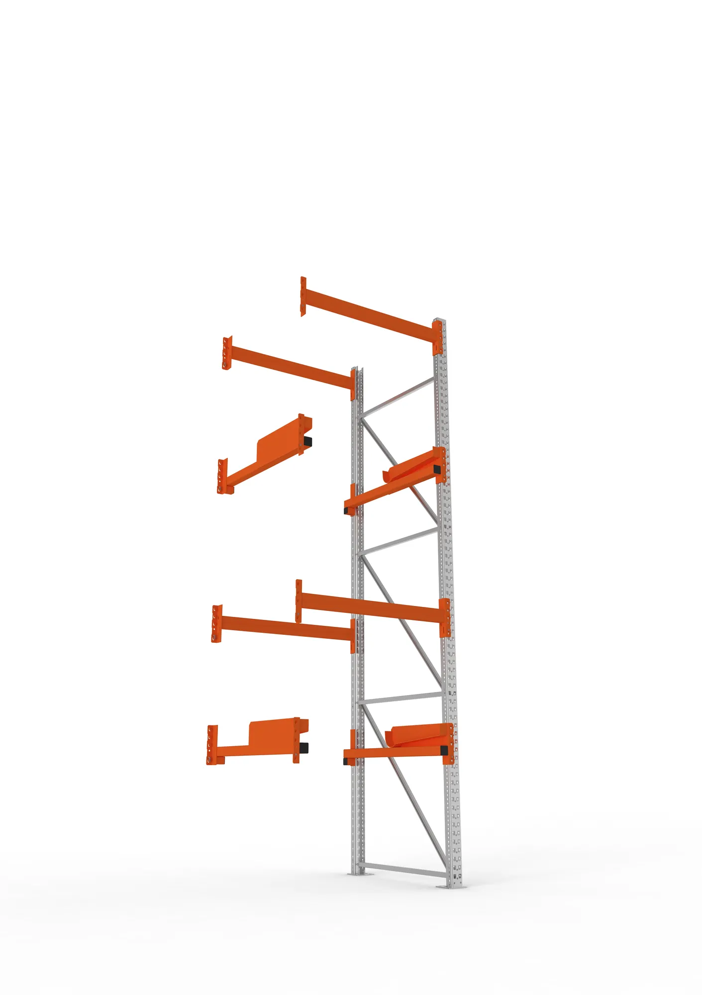 META MULTIPAL, Kabeltrommelregal, Anbauregal, 3800 x 1100 x 1100 mm, Feldlast 4000 kg, 2 Ebenen, Typ 2, RAL 5010 – Ansicht von unten