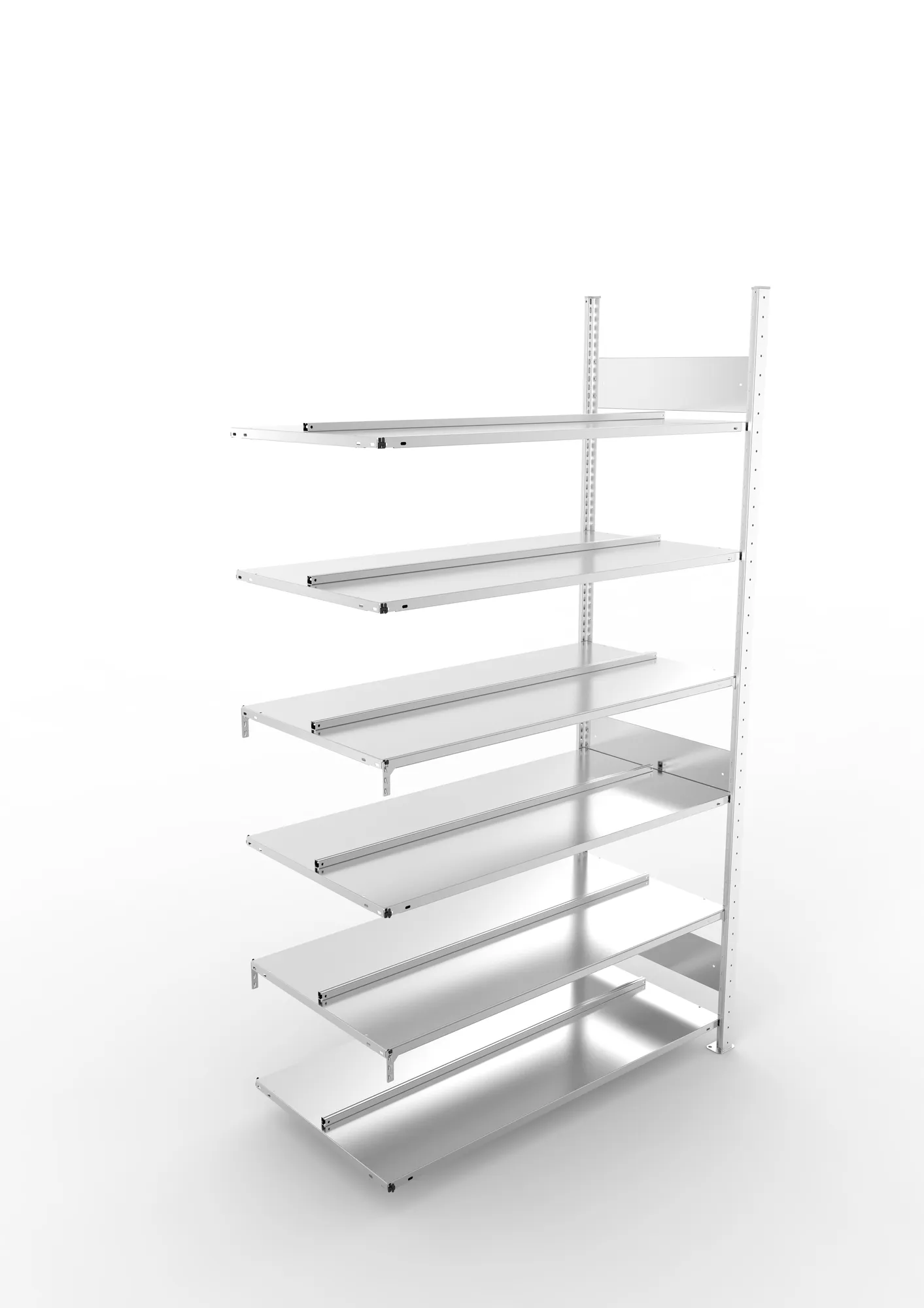 META CLIP COMPACT S3, Büro-Steckregal, Doppel-Anbauregal, 2200 x 1250 x 600 mm, Fachlast 100 kg, 6+0 Ebenen, Mittelanschlag, verzinkt – Ansicht von oben