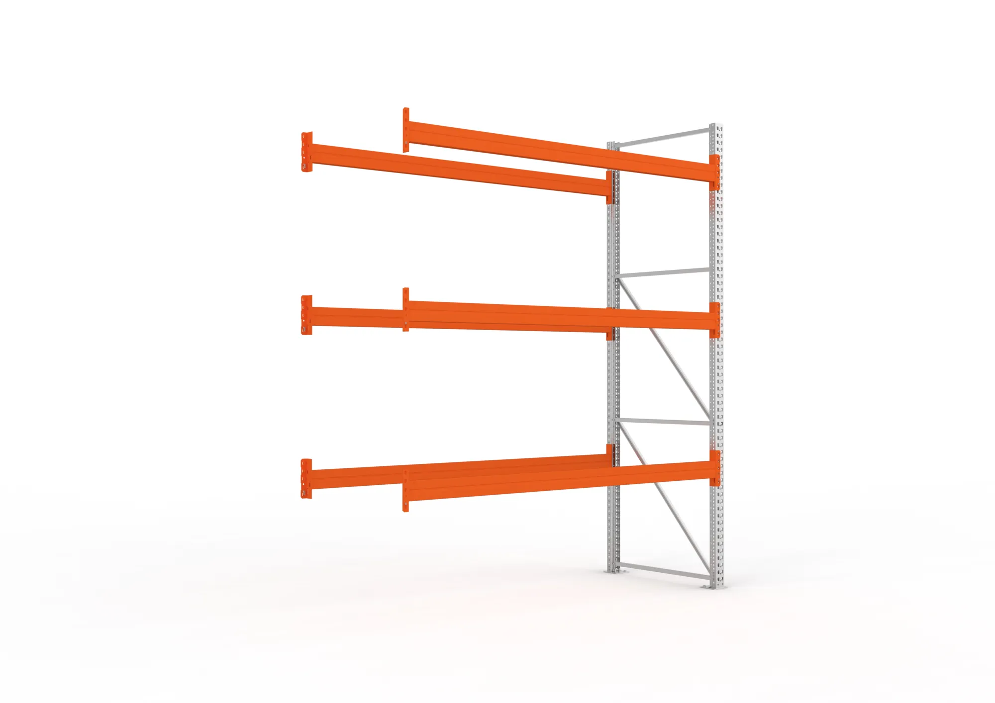 META MULTIPAL, Palettenregal, Anbauregal, 3300 x 2700 x 1100 mm, Fachlast 980 kg, 4 Ebenen, 12 Paletten, verzinkt – Ansicht in Blickhöhe