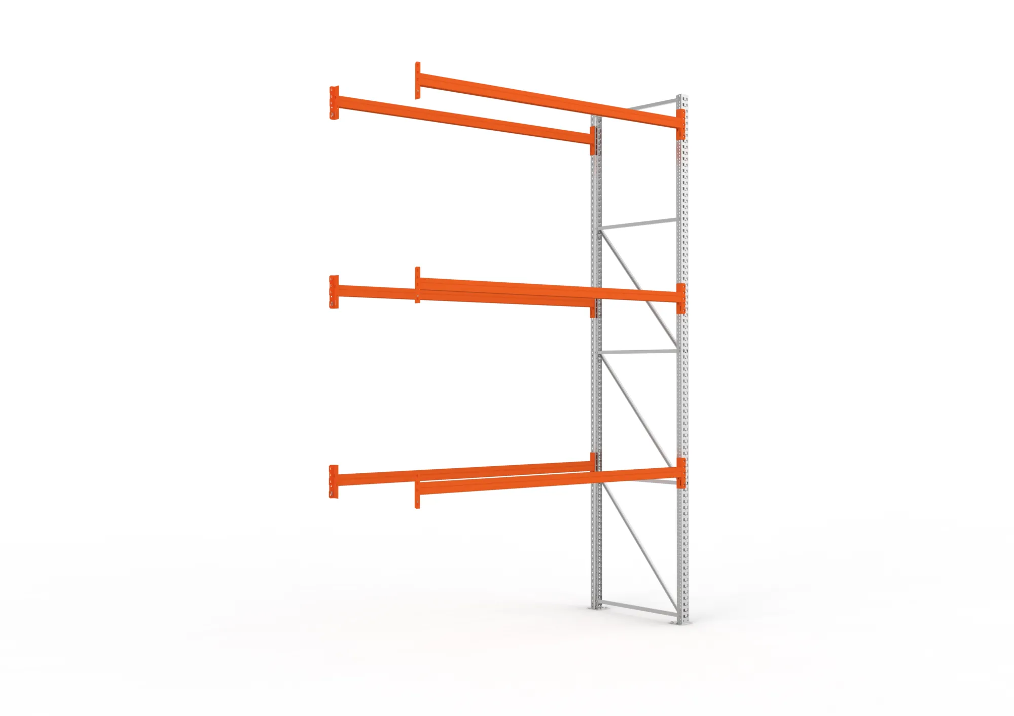 META MULTIPAL, Palettenregal, Anbauregal, 4400 x 2700 x 1100 mm, Fachlast 480 kg, 4 Ebenen, 12 Paletten, verzinkt – Ansicht in Blickhöhe