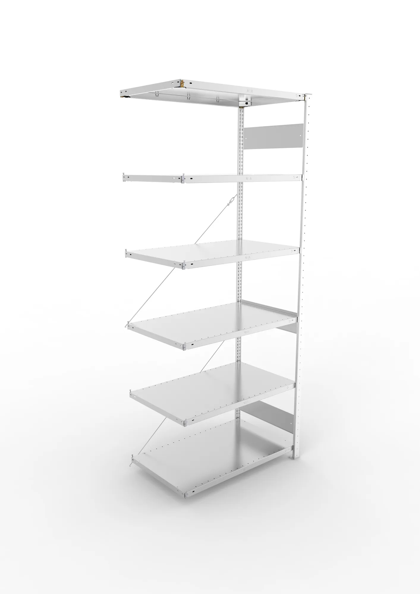META CLIP S3, Fachbodenregal, Anbauregal, 2500 x 1000 x 600 mm, Fachlast 150 kg, 6 Ebenen, verzinkt – Ansicht von oben