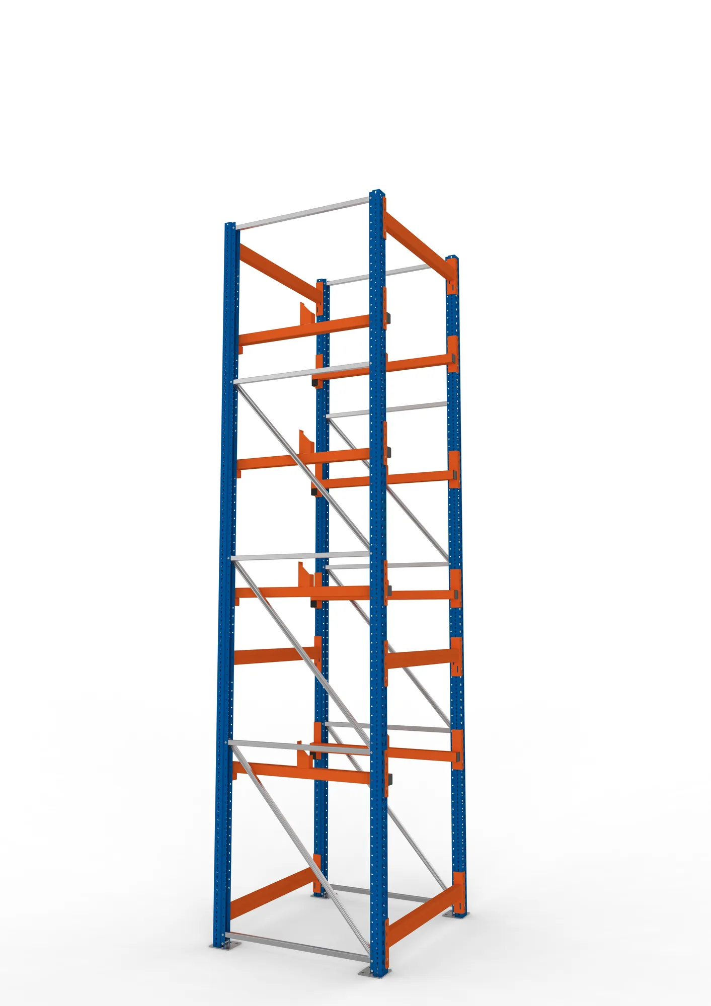 META MULTIPAL, Kabeltrommelregal, Grundregal, 4400 x 1100 x 1100 mm, Feldlast 5500 kg, 2 Ebenen, Typ 1, RAL 5010 – Seitenansicht