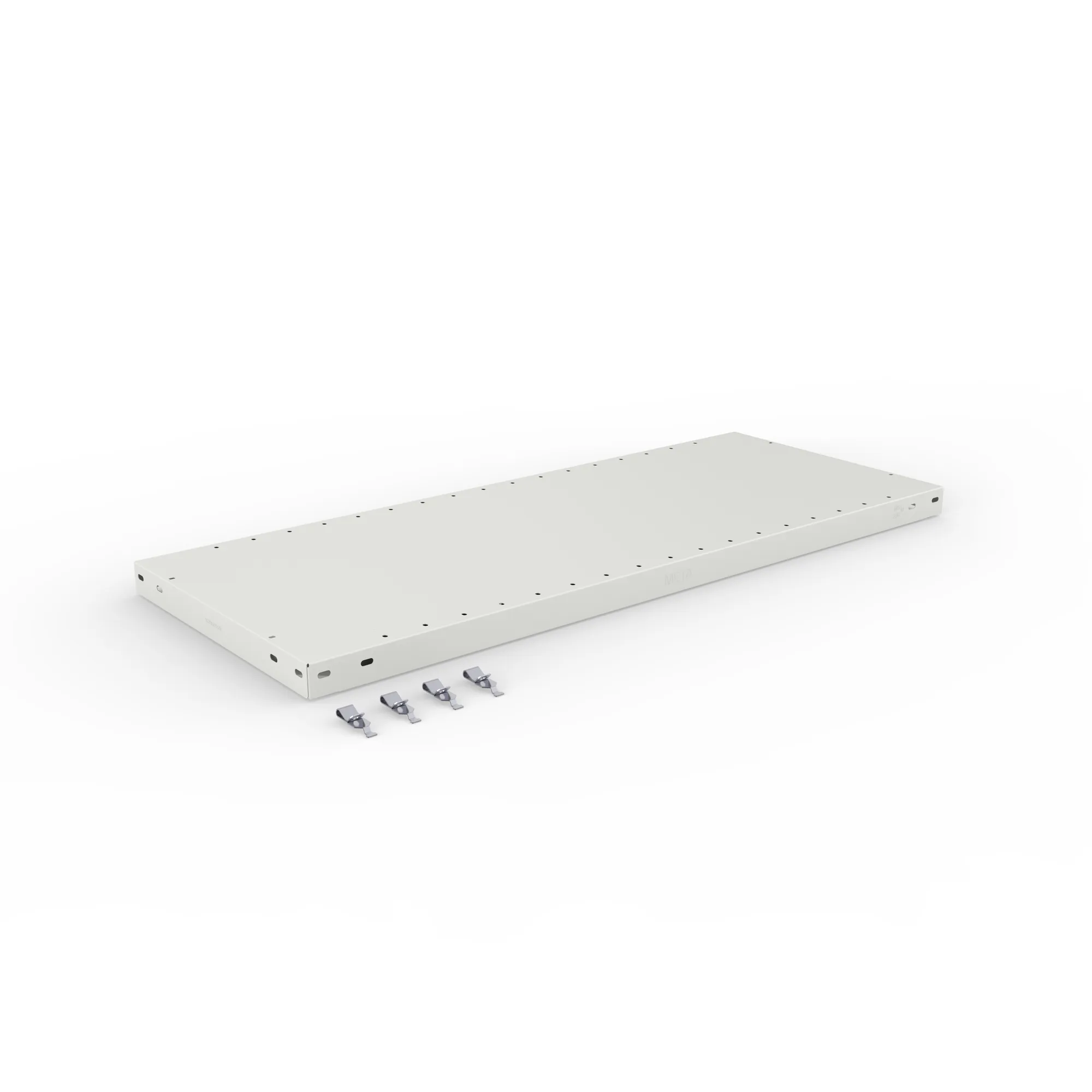 META CLIP, Zusatz-Fachboden, 1000 x 400 mm, 230 kg, RAL 7035 – Ansicht in Blickhöhe