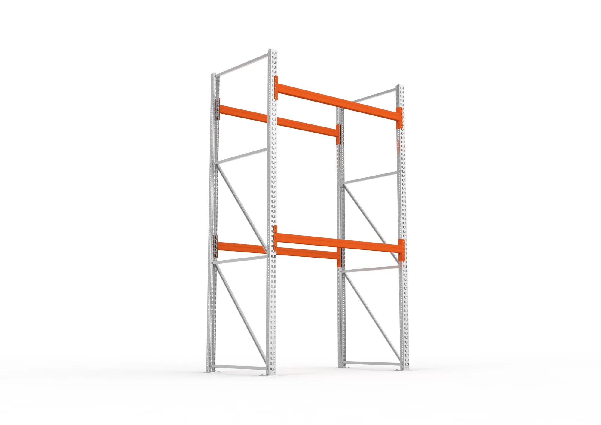 META MULTIPAL, Palettenregal, Grundregal, 3300 x 1825 x 1100 mm, Fachlast 1100 kg, 3 Ebenen, 6 Paletten, verzinkt – Ansicht von unten