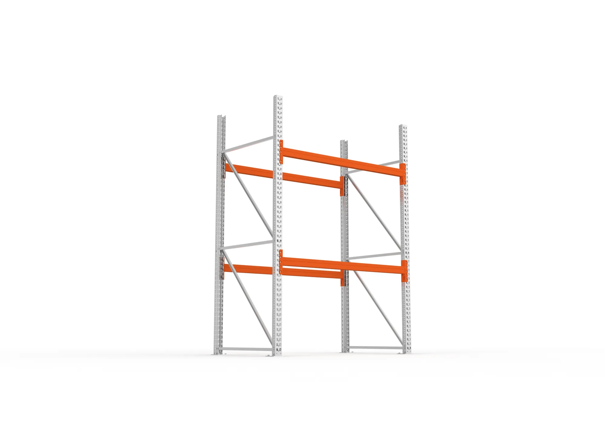 META MULTIPAL, Palettenregal, Grundregal, 2700 x 1825 x 1100 mm, Fachlast 2240 kg, 3 Ebenen, 6 Paletten, verzinkt – Ansicht von unten