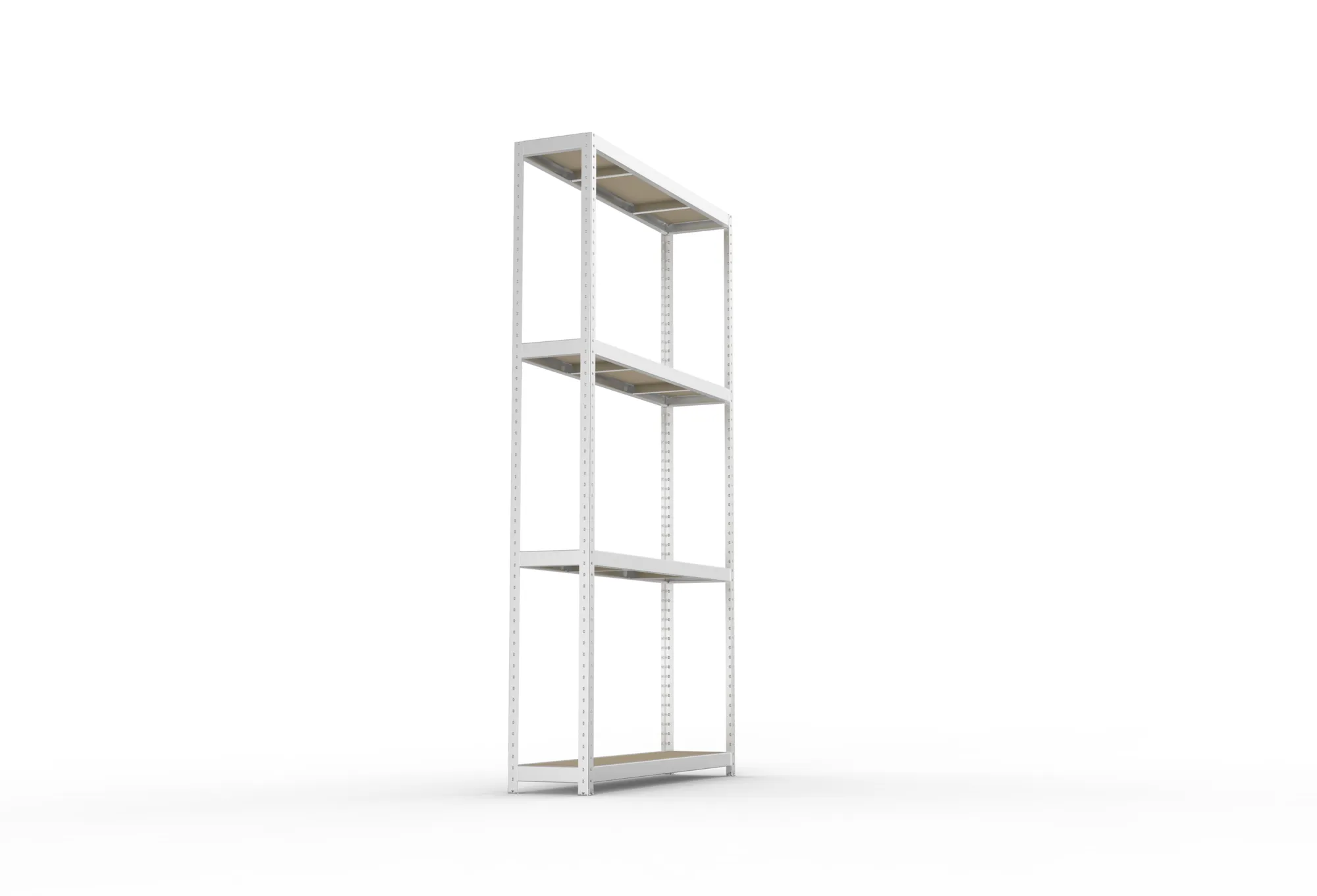 META SPEED-RACK, Weitspannregal, 2970 x 1700 x 400 mm, Fachlast 500 kg, Spanplattenböden, 4 Ebenen – Seitenansicht