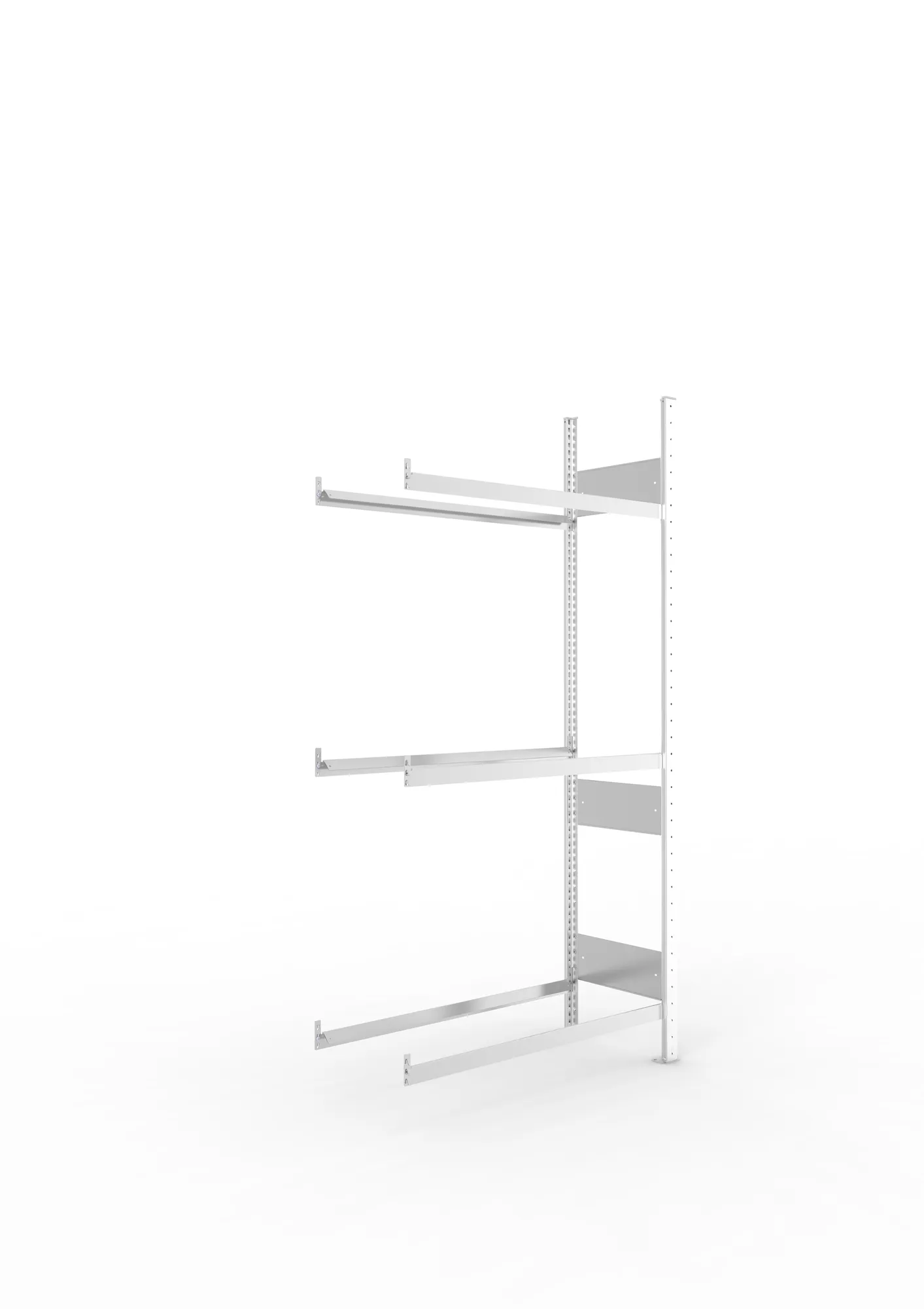 META CLIP S3, Reifenregal, Anbauregal, 2000 x 1000 x 400 mm, Fachlast 150 kg, 3 Ebenen, verzinkt – Ansicht in Blickhöhe
