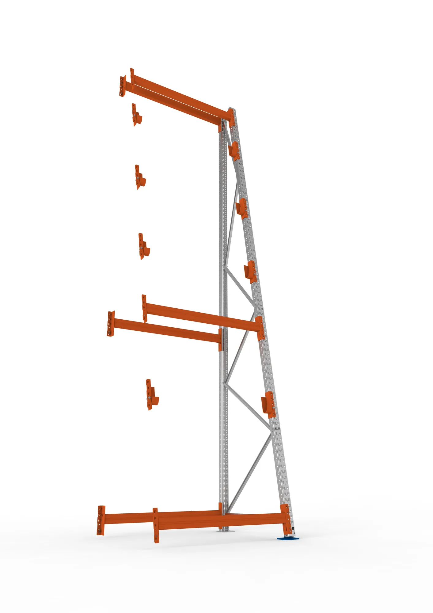META MULTIPAL, Kabeltrommelregal, Anbauregal, 4900 x 1300 x 1100 mm, Feldlast 3000 kg, 4 Ebenen, Typ 3/A-Ständer, verzinkt – Ansicht von unten