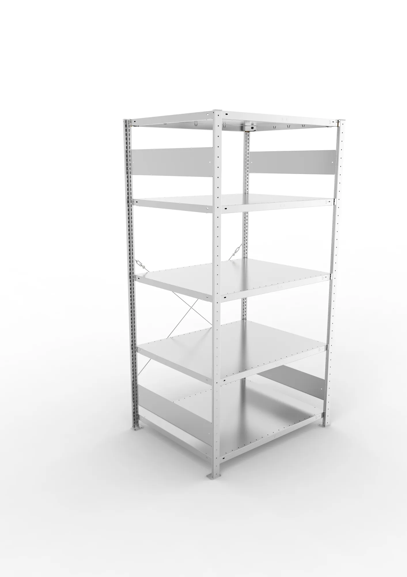META CLIP S3, Fachbodenregal, Grundregal, 2000 x 1000 x 800 mm, Fachlast 230 kg, 5 Ebenen, verzinkt – Ansicht von oben