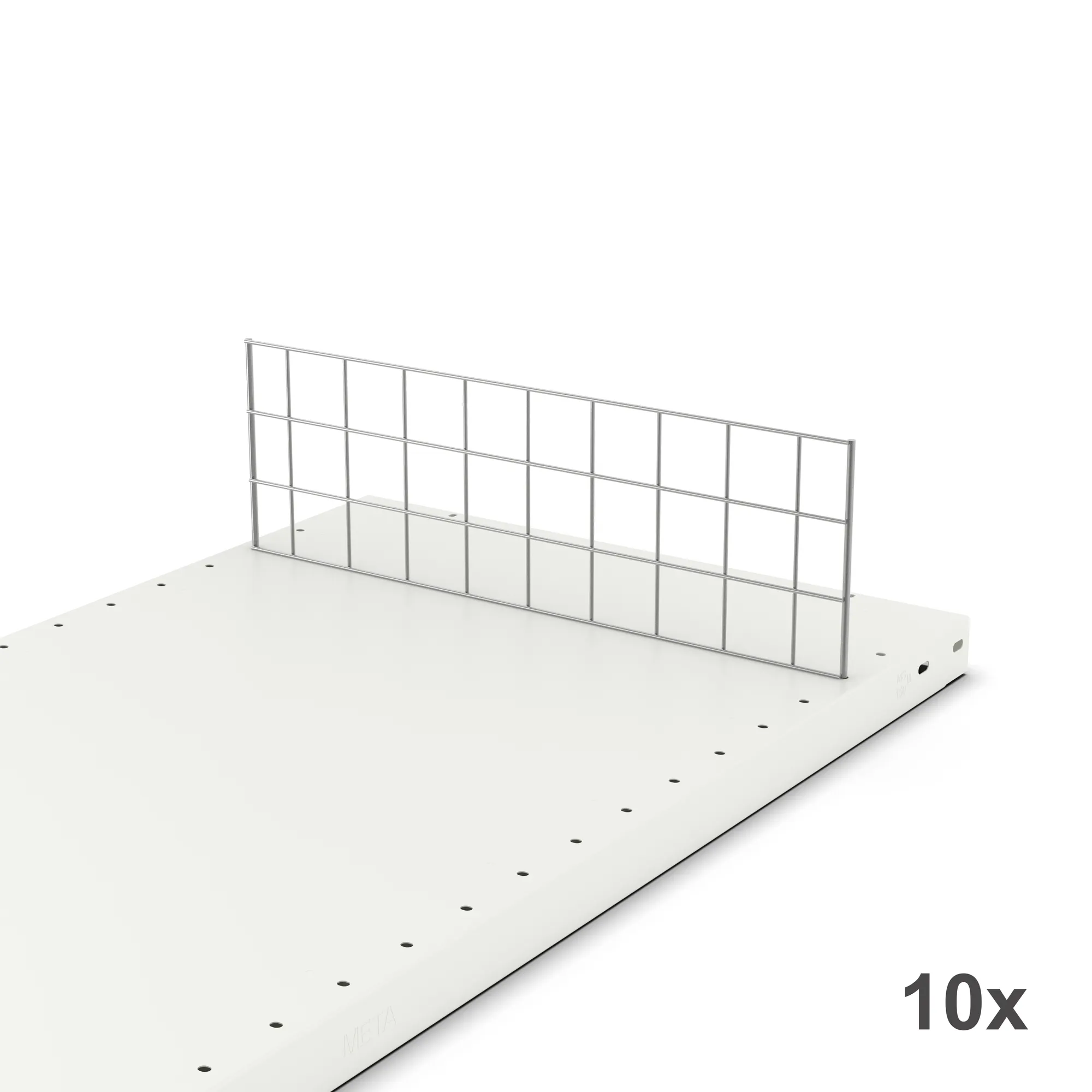 META CLIP, Gitterfachteiler freistehend, 150 x 500 mm, verzinkt, 10 Stück – im eingebauten Zustand
