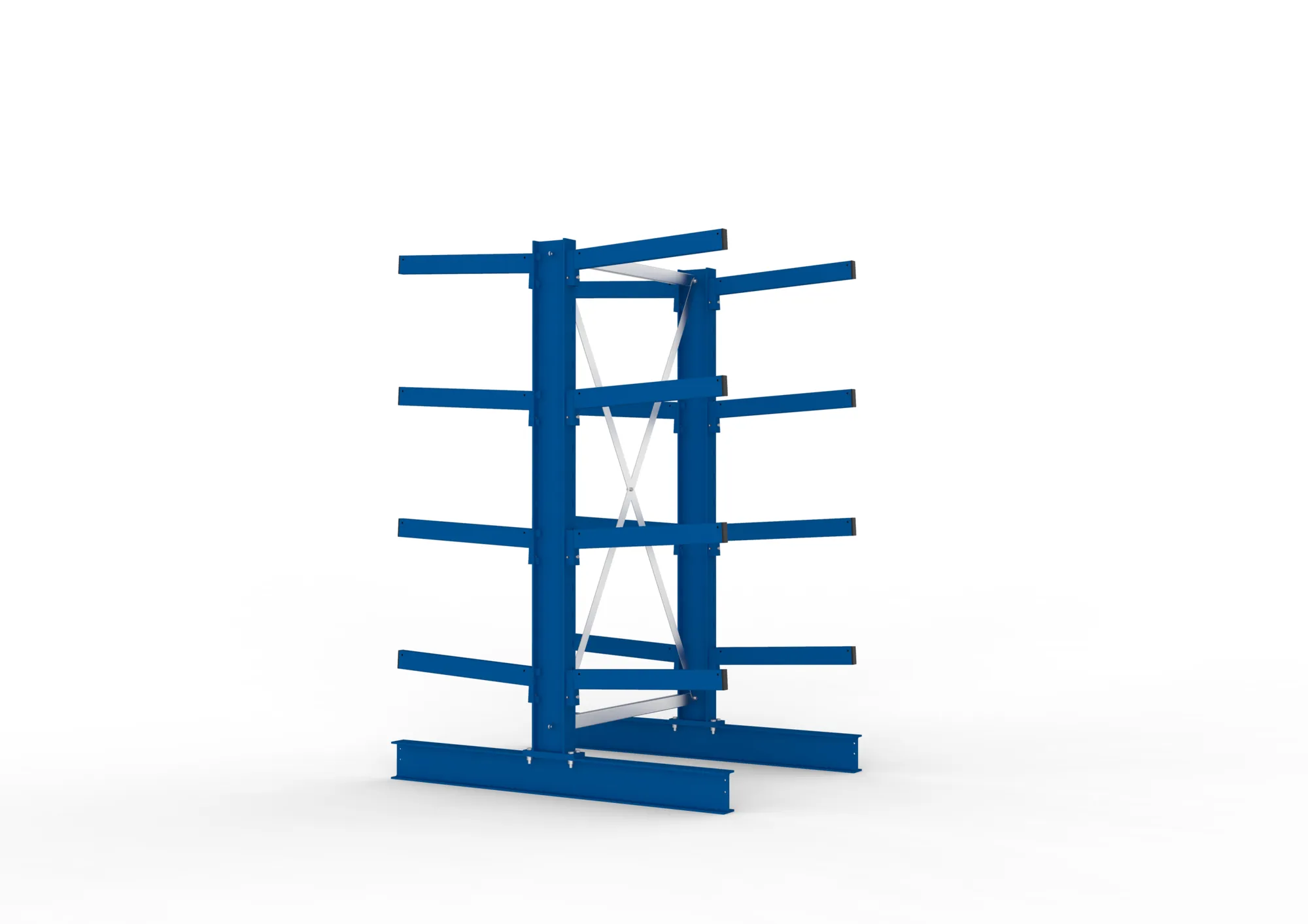 META MULTISTRONG M, Kragarmregal, Grundregal, 2000 x 1000 x 600 mm, Armlast 355 kg, doppelseitig, 4+1 Ebenen – Seitenansicht