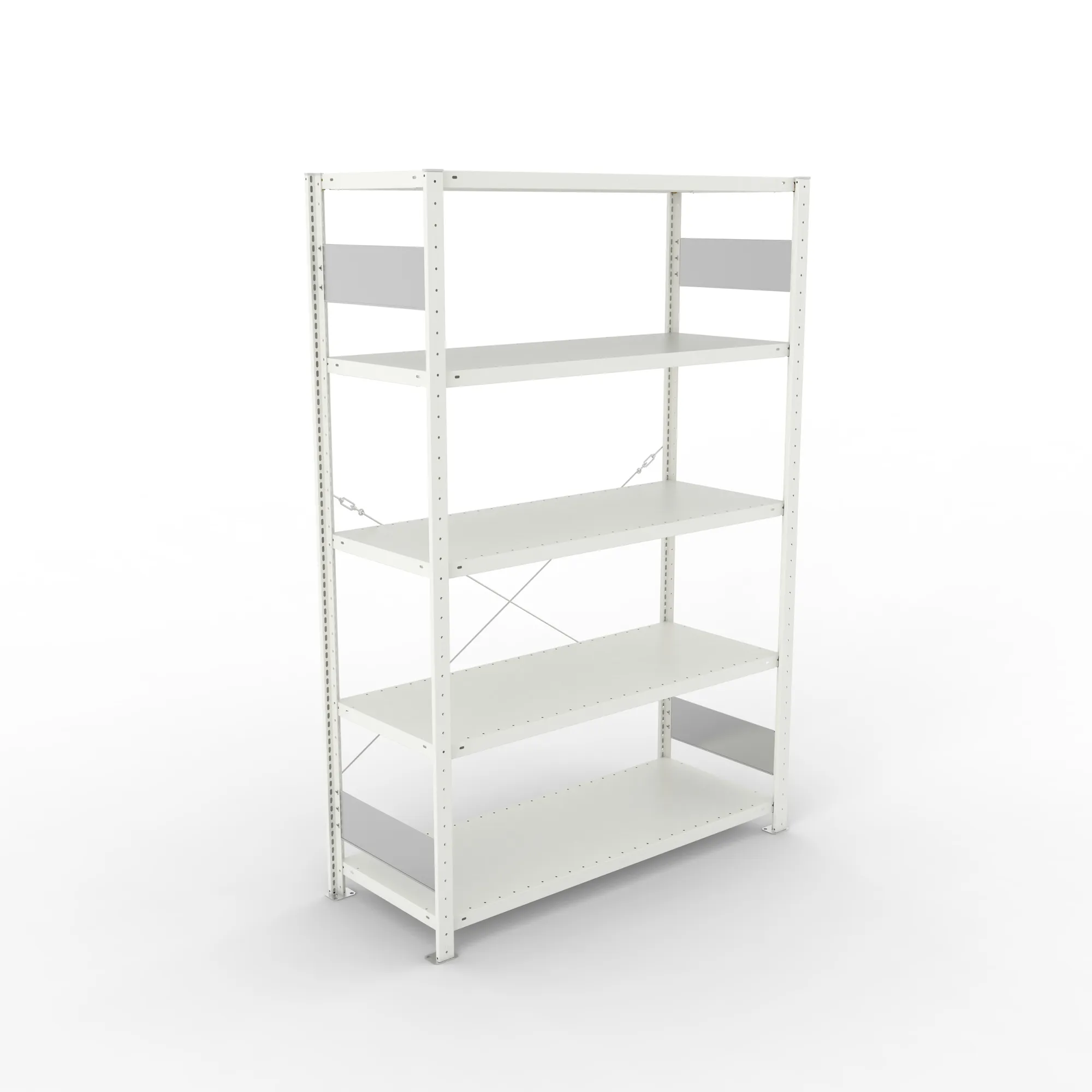 META CLIP S3, Fachbodenregal, Grundregal, 2000 x 1300 x 500 mm, Fachlast 230 kg, 5 Ebenen, RAL 7035 – Ansicht von oben