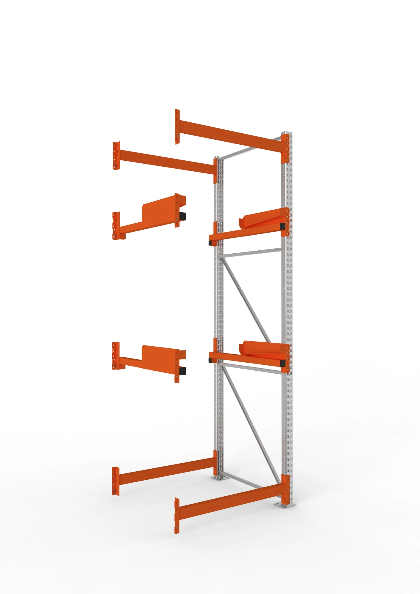 META MULTIPAL, Kabeltrommelregal, Anbauregal, 3300 x 1100 x 1100 mm, Feldlast 4000 kg, 2 Ebenen, Typ 2, verzinkt – Ansicht in Blickhöhe