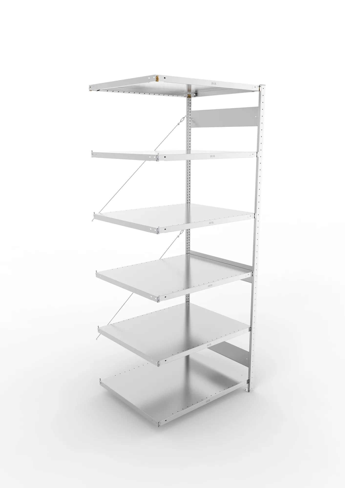 META CLIP, Fachbodenregal, Anbauregal, 2500 x 1000 x 800 mm, Fachlast 230 kg, 6 Ebenen, verzinkt – Ansicht von oben