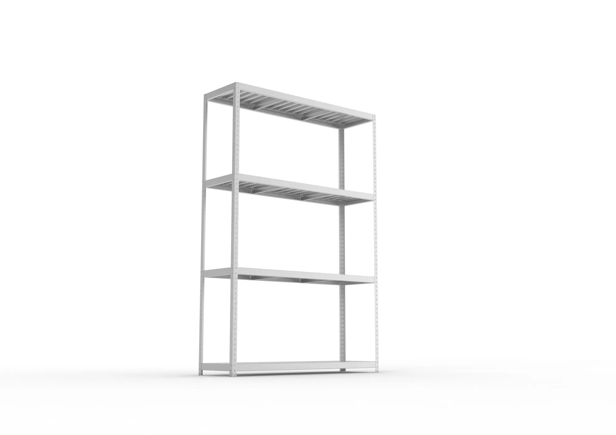 META SPEED-RACK, Weitspannregal, 2970 x 2000 x 600 mm, Fachlast 500 kg, Stahlpaneelböden, 4 Ebenen – Ansicht von unten