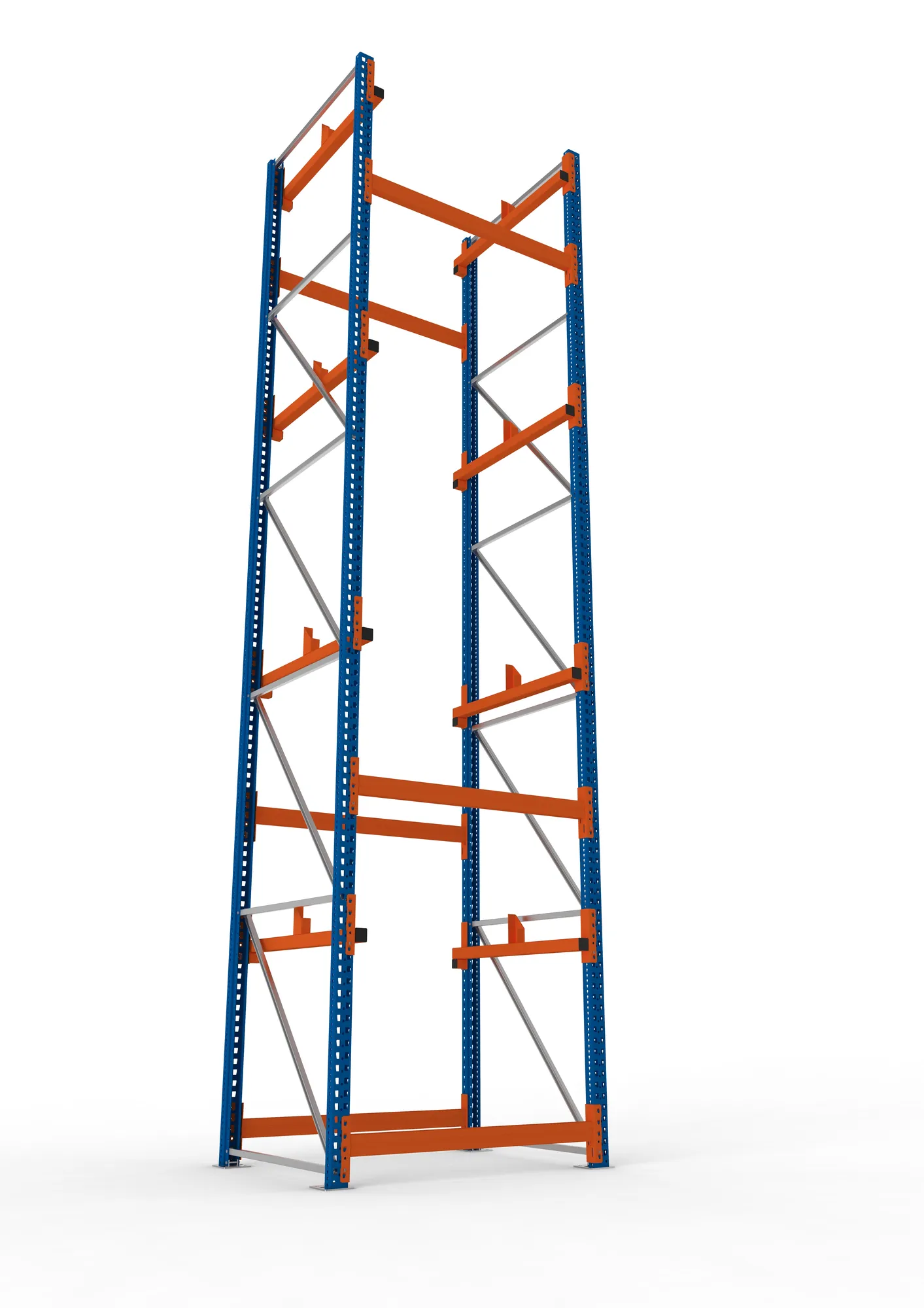 META MULTIPAL, Kabeltrommelregal, Grundregal, 5500 x 1300 x 1100 mm, Feldlast 5500 kg, 2 Ebenen, Typ 1, RAL 5010 – Ansicht von unten