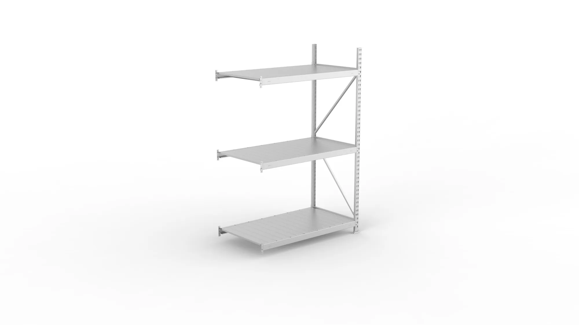 META MINI-RACK, Weitspannregal, Anbauregal, 2200 x 1400 x 800 mm, Fachlast 600 kg, Stahlpaneelböden, 3 Ebenen – Ansicht von oben