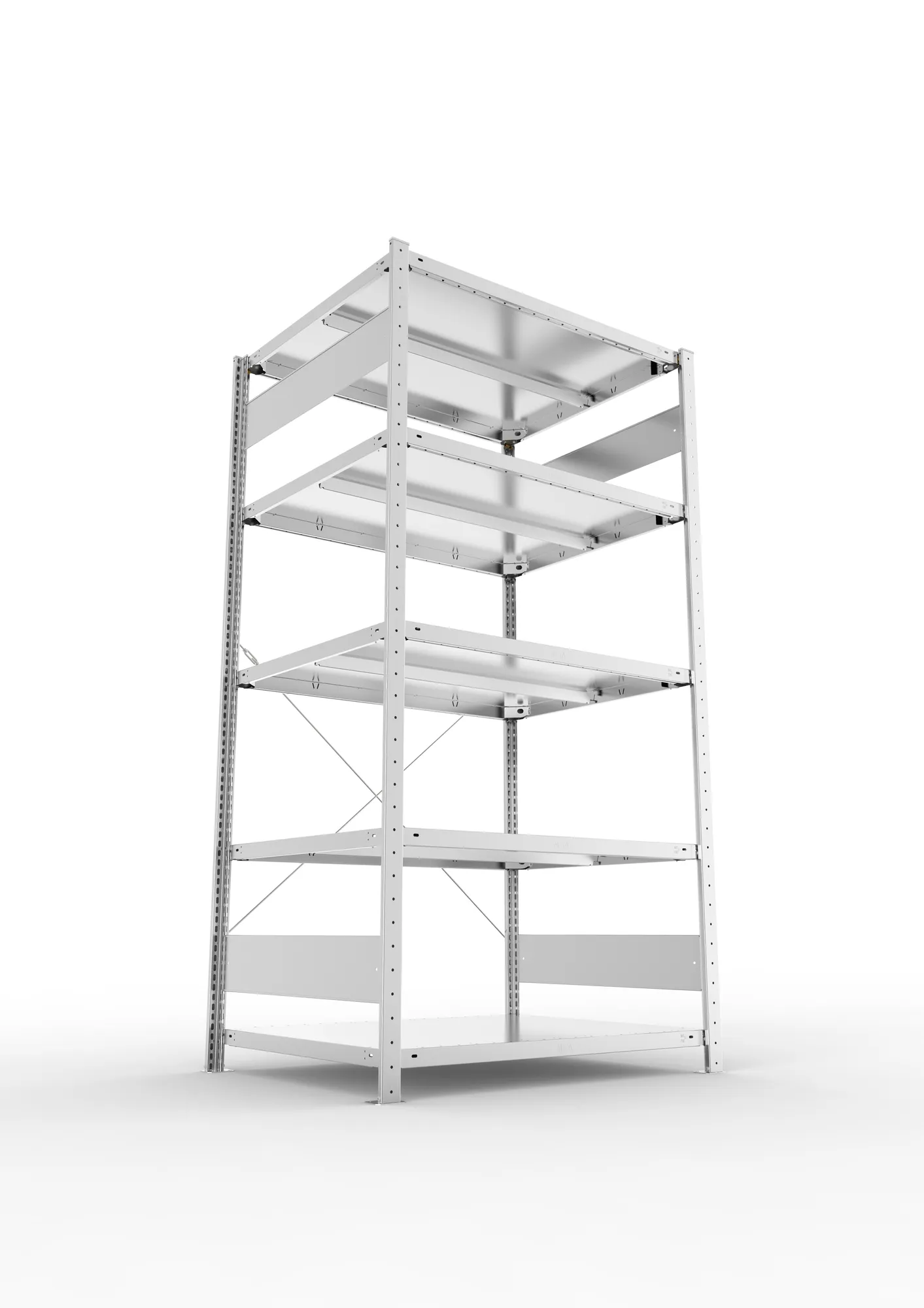 META CLIP, Fachbodenregal, Grundregal, 2000 x 1000 x 800 mm, Fachlast 330 kg, 5 Ebenen, verzinkt – Ansicht von unten