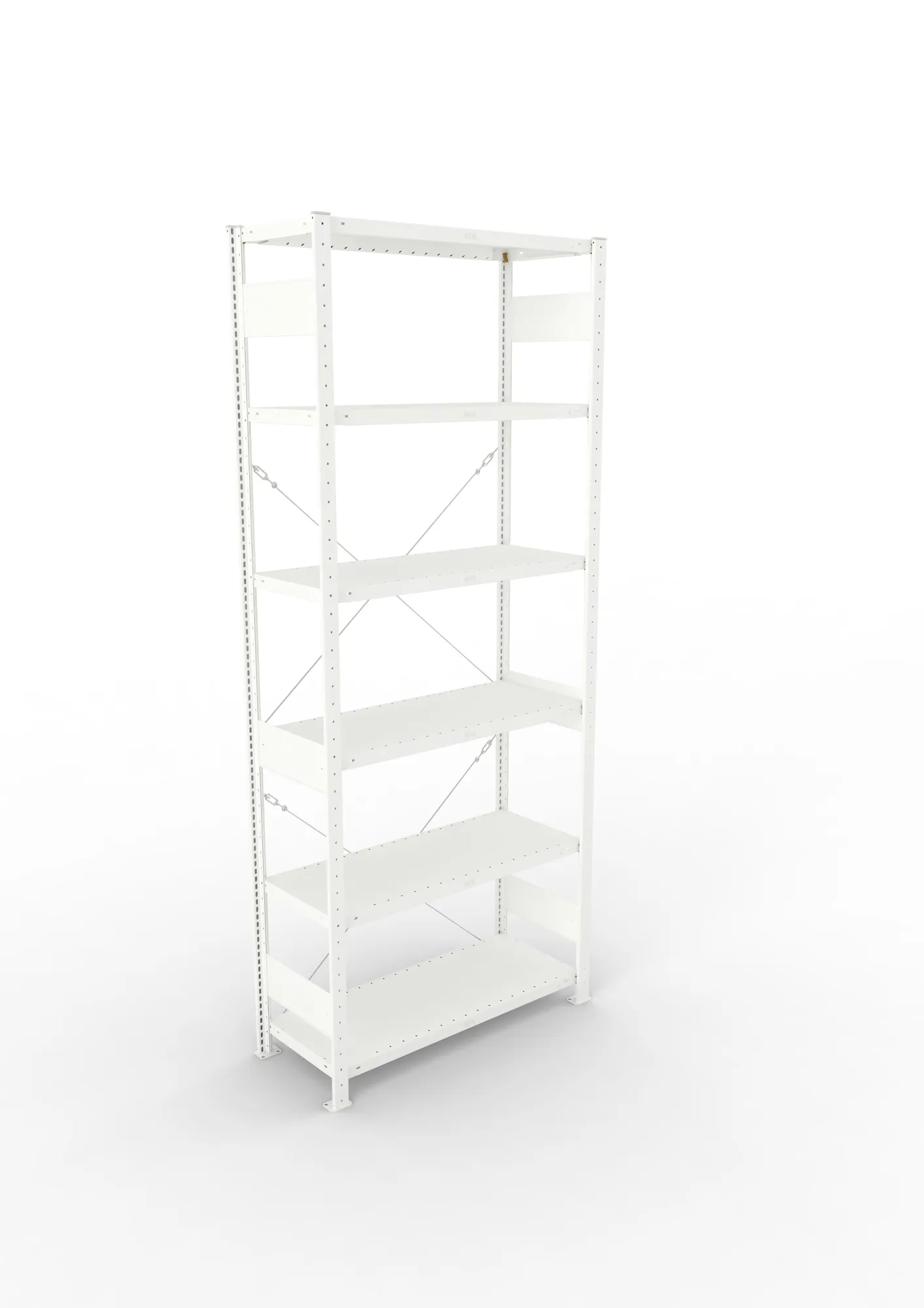 META CLIP, Fachbodenregal, Grundregal, 2500 x 1000 x 400 mm, Fachlast 230 kg, 6 Ebenen, RAL 7035 – Ansicht von oben